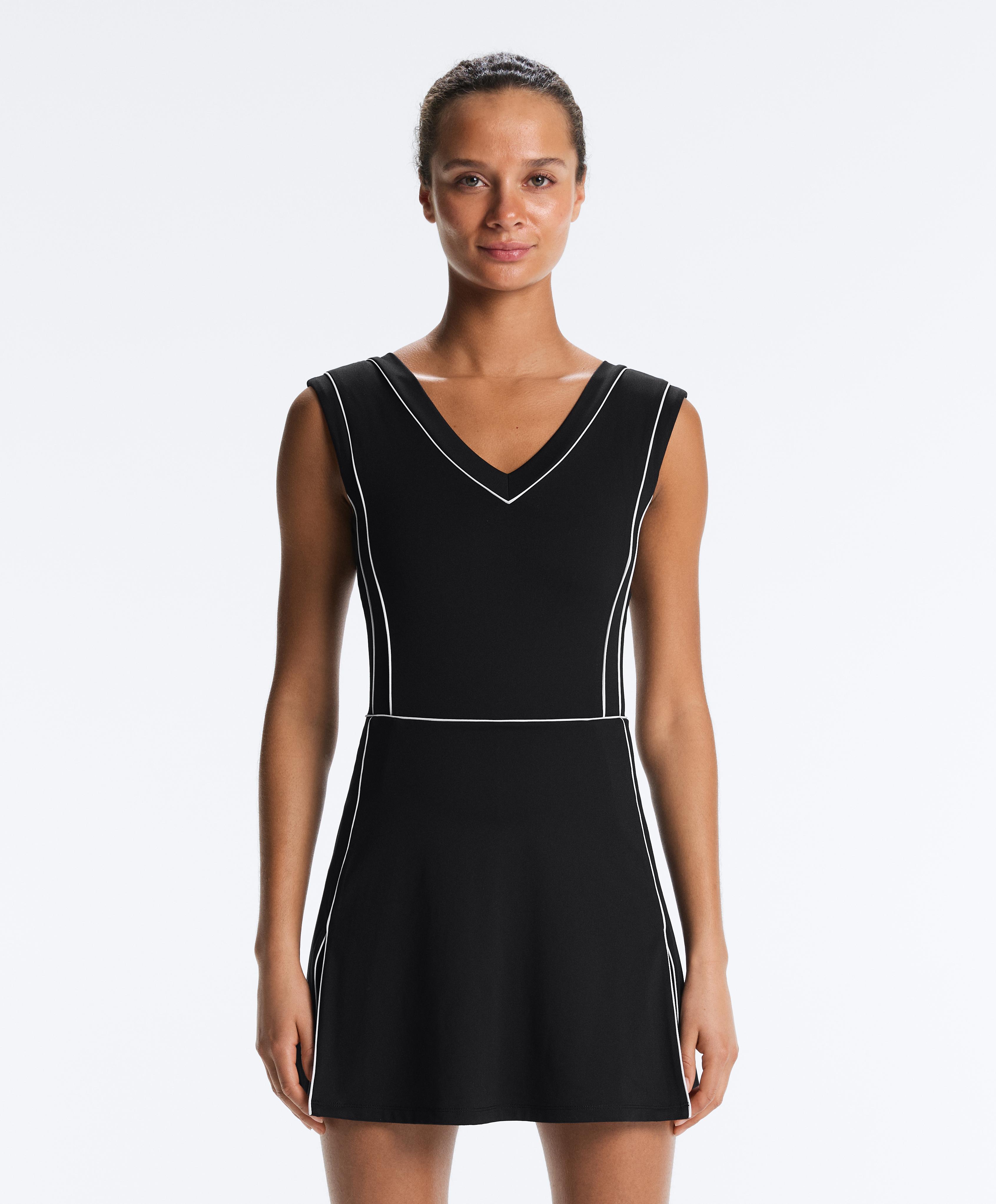 Comfortlux short piping dress — BLACK