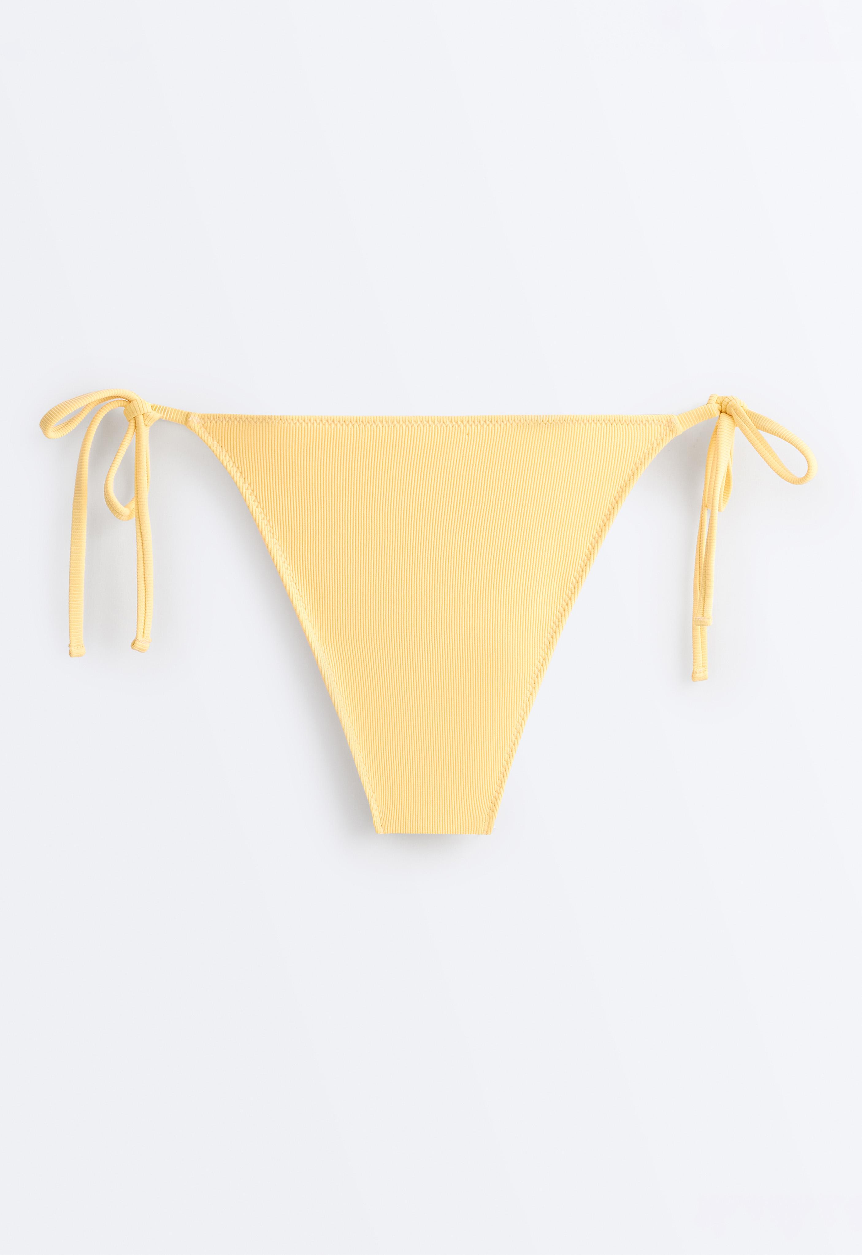 Medium-coverage tie rib bikini briefs — SOFT YELLOW