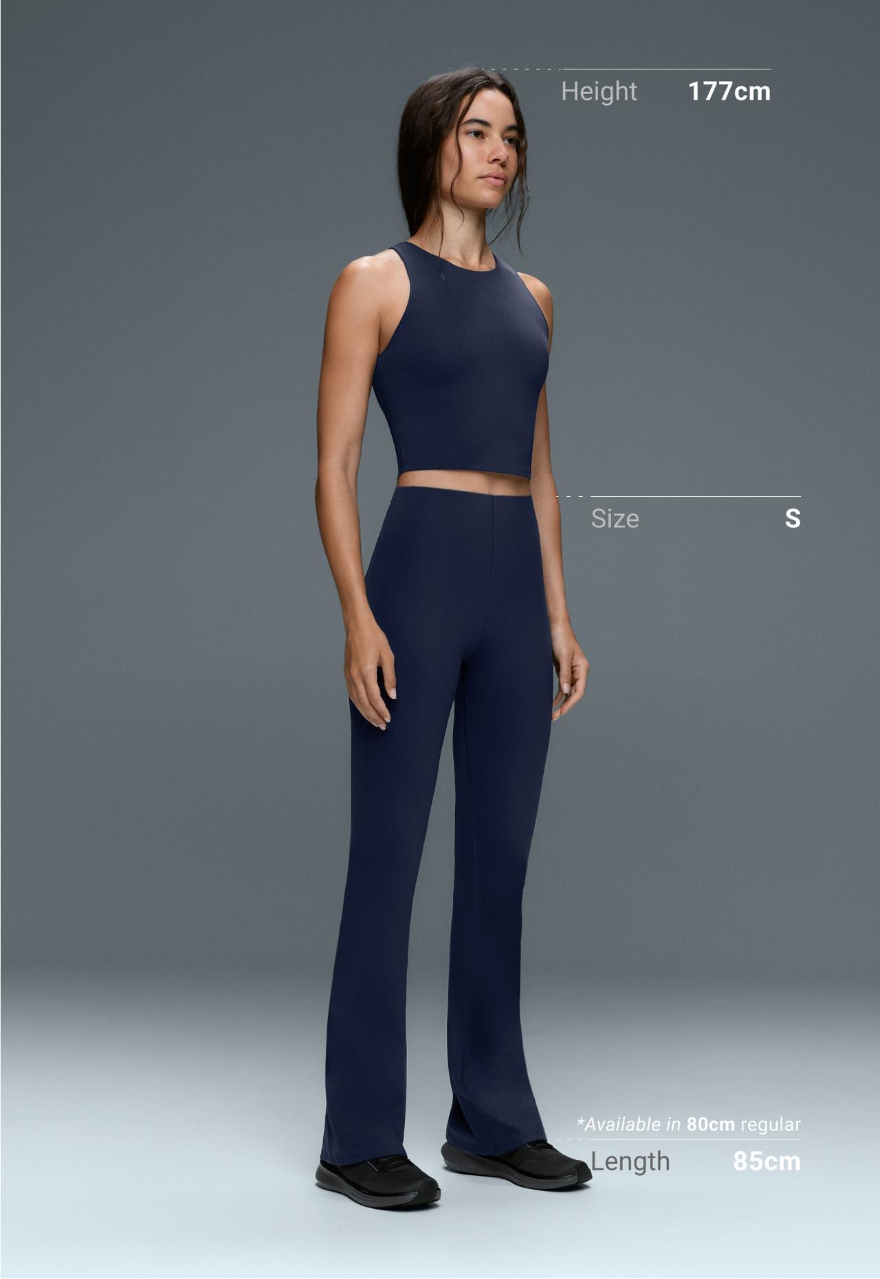 High-rise Compressive Raise Up flare trousers — NAVY BLUE