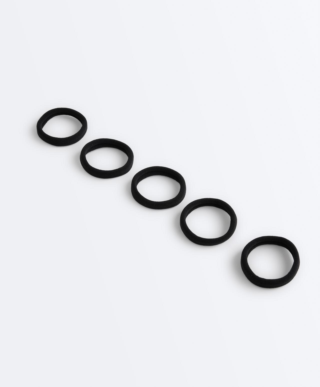5 smooth hair ties — BLACK