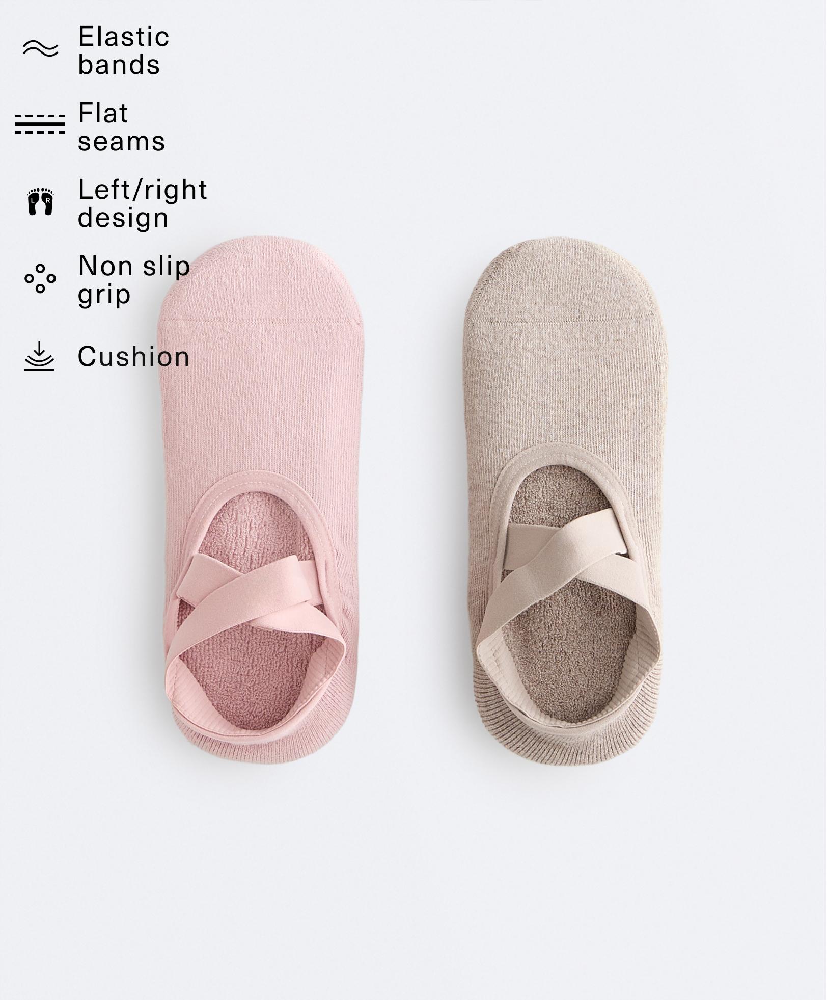 2 pares de calcetines yoga y pilates mezcla algodón cintas cruzadas acolchados 2 pares de calcetines yoga y pilates mezcla algodón cintas cruzadas acolchados