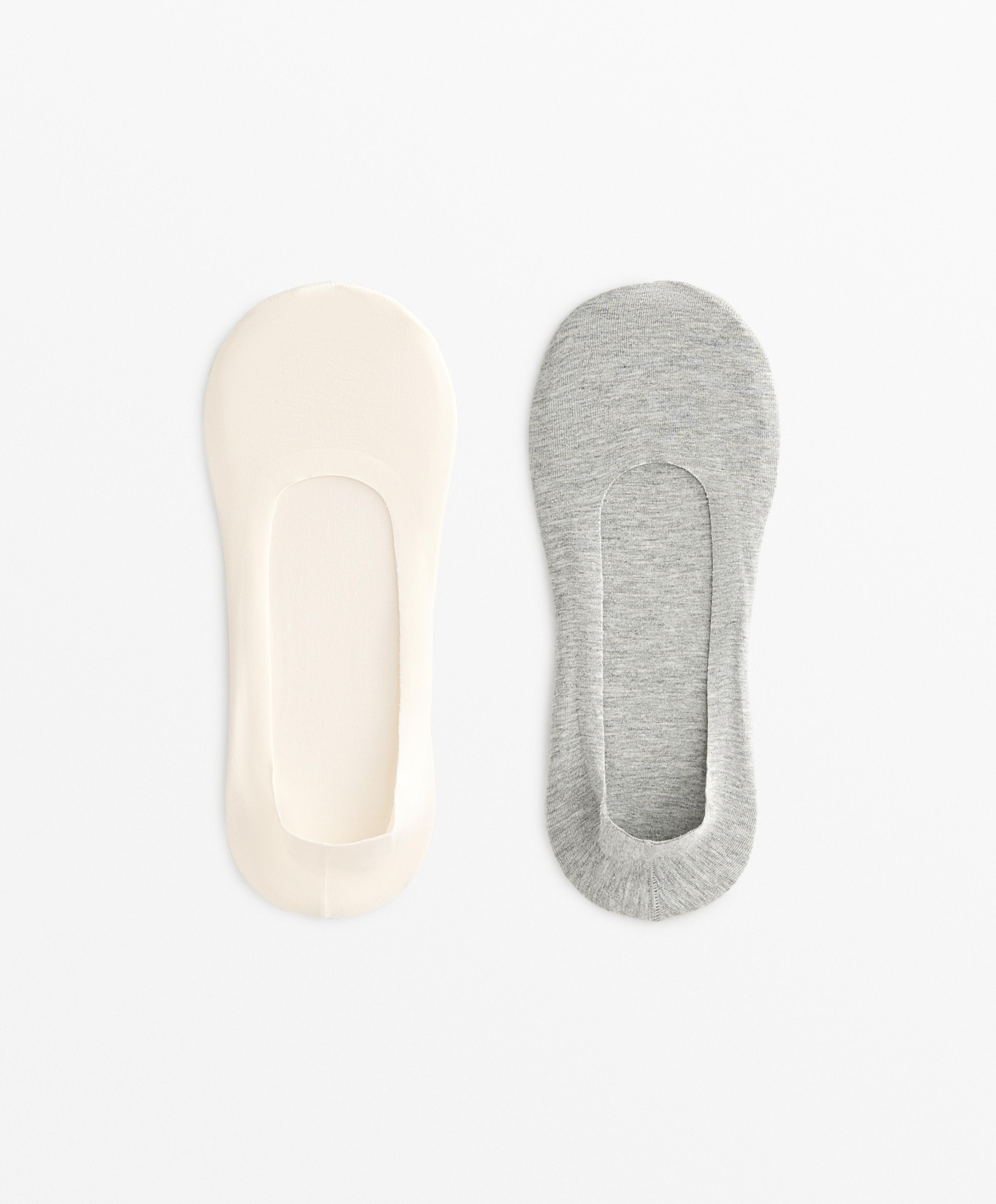 2 pairs of medium-cut cotton blend invisible socks 2 pairs of medium-cut cotton blend invisible socks