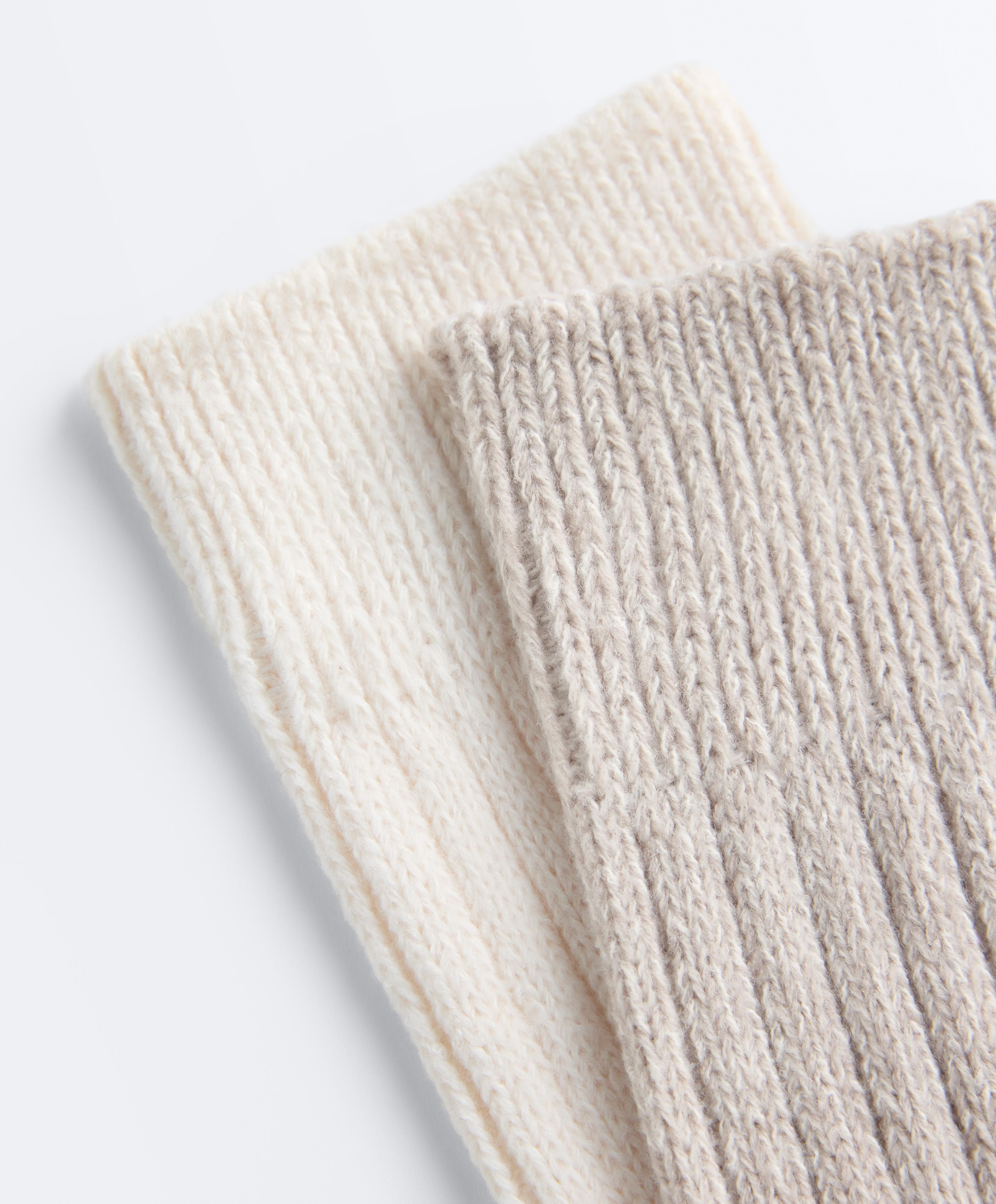 2 Pairs of Classic Ribbed Socks — ECRU