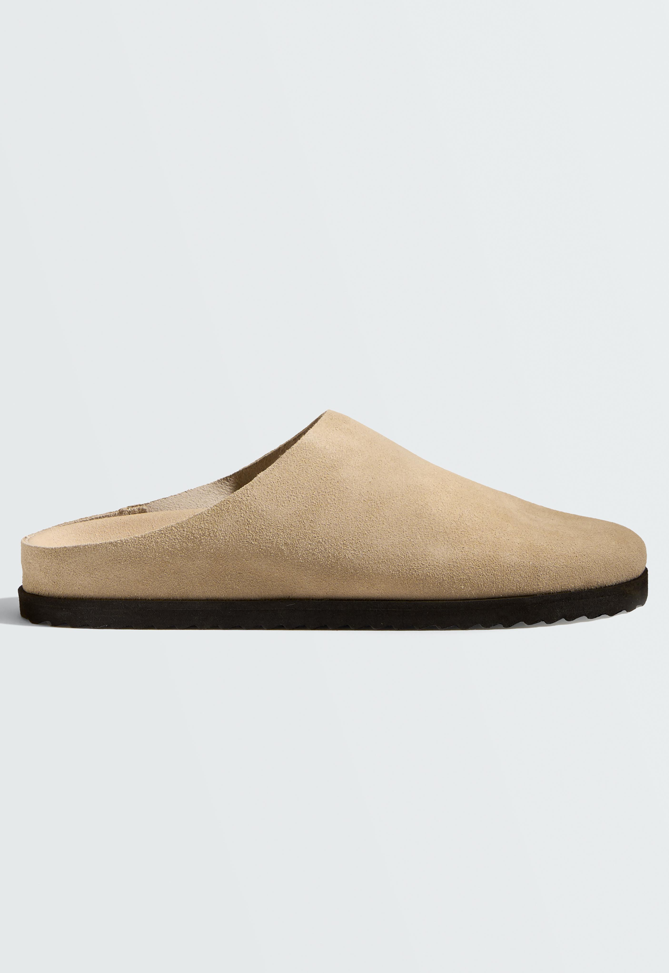 SUEDE MULES — SAND