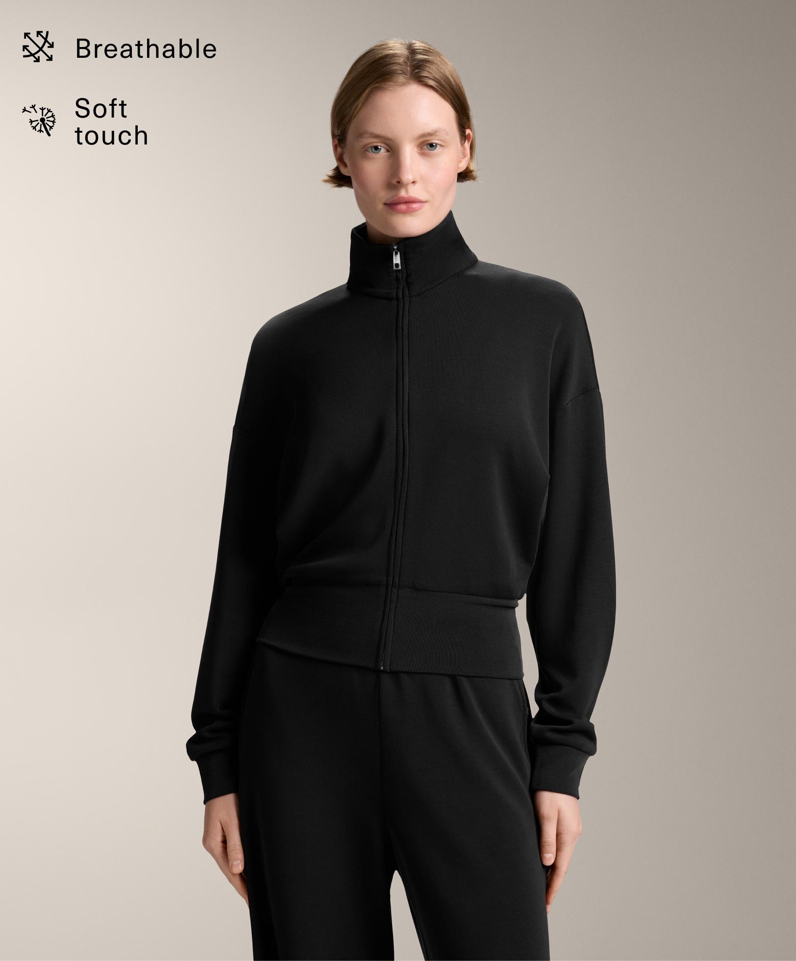 Soft-touch high neck jacket with modal