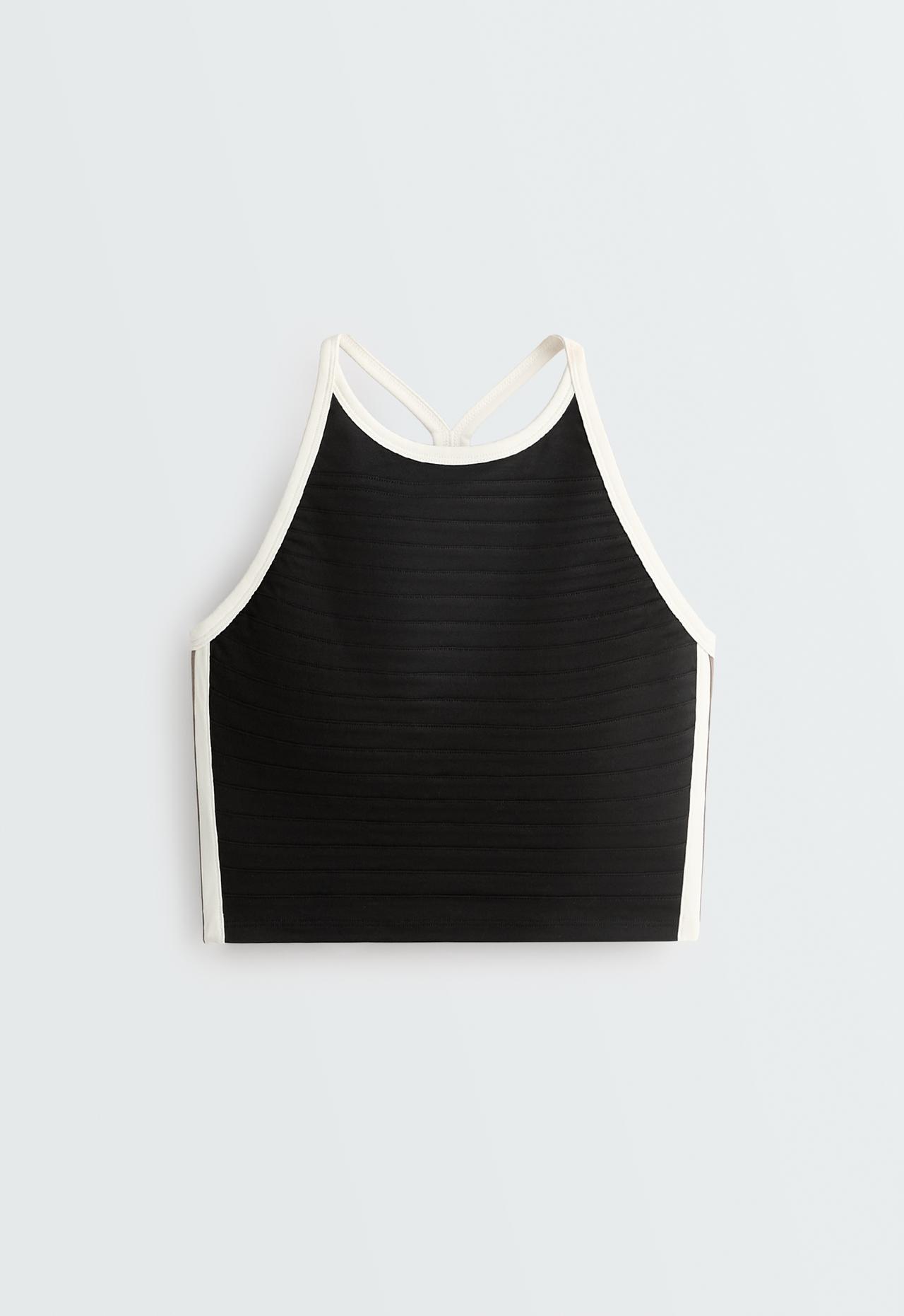 Contrast-piped comfortlux tank top — BLACK