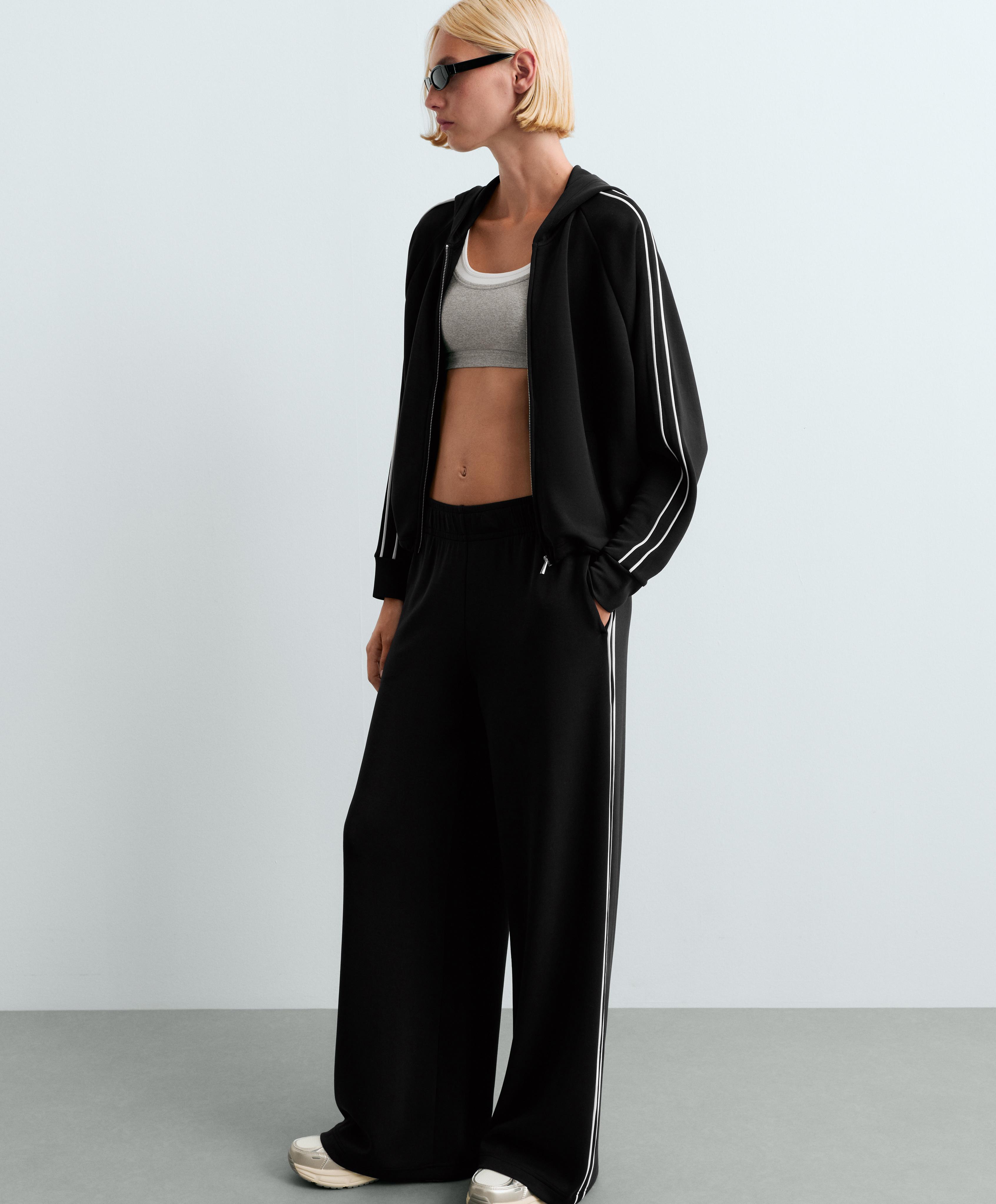 Hooded jacket with modal — BLACK