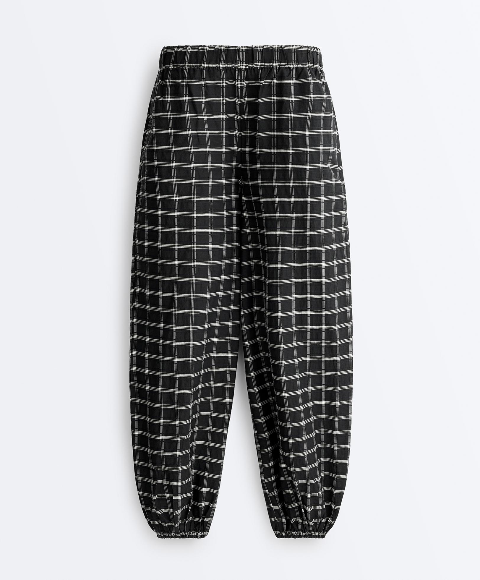 Check cotton bloomer trousers — BLACK