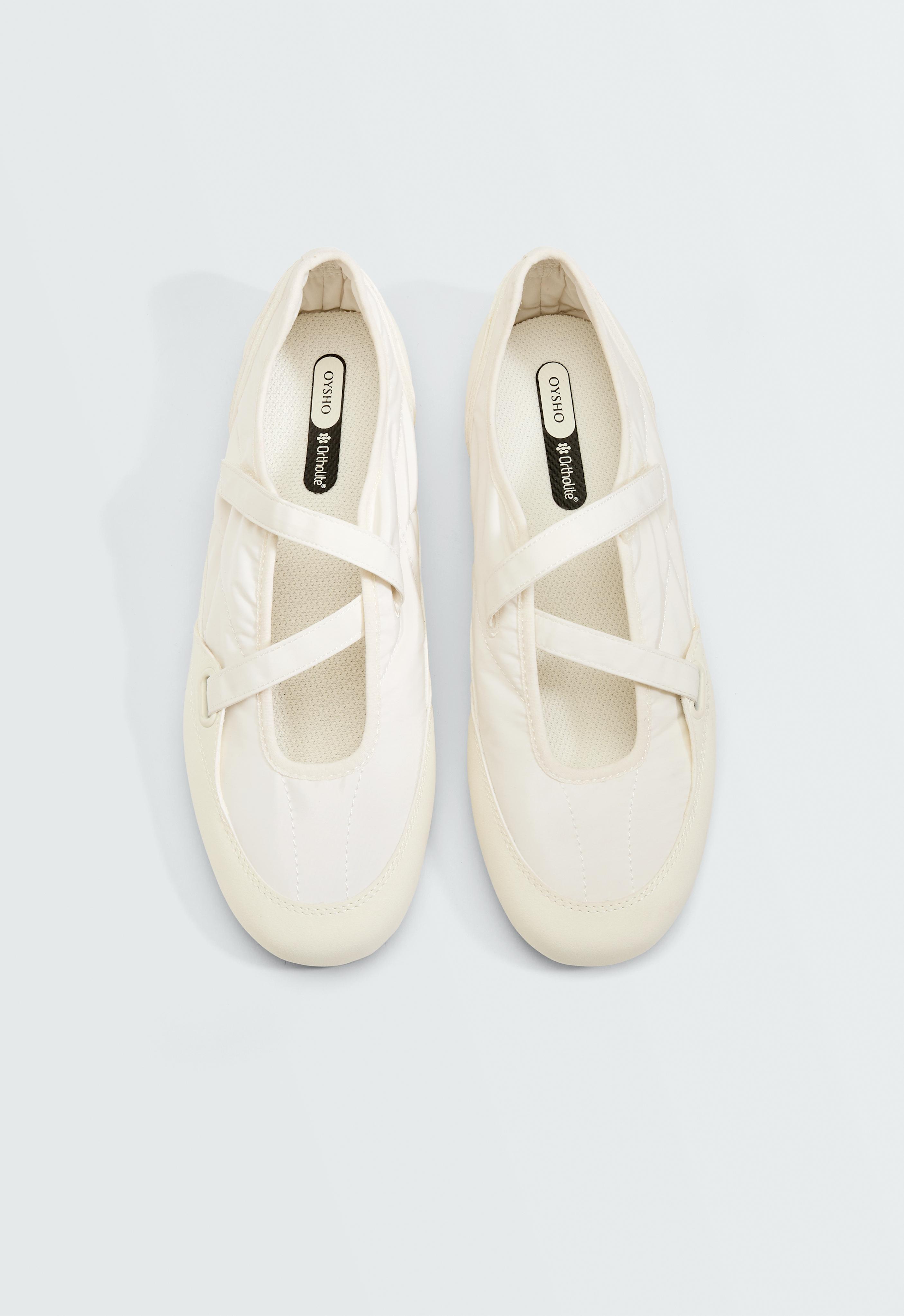 Nylon sport ballet flat — ECRU