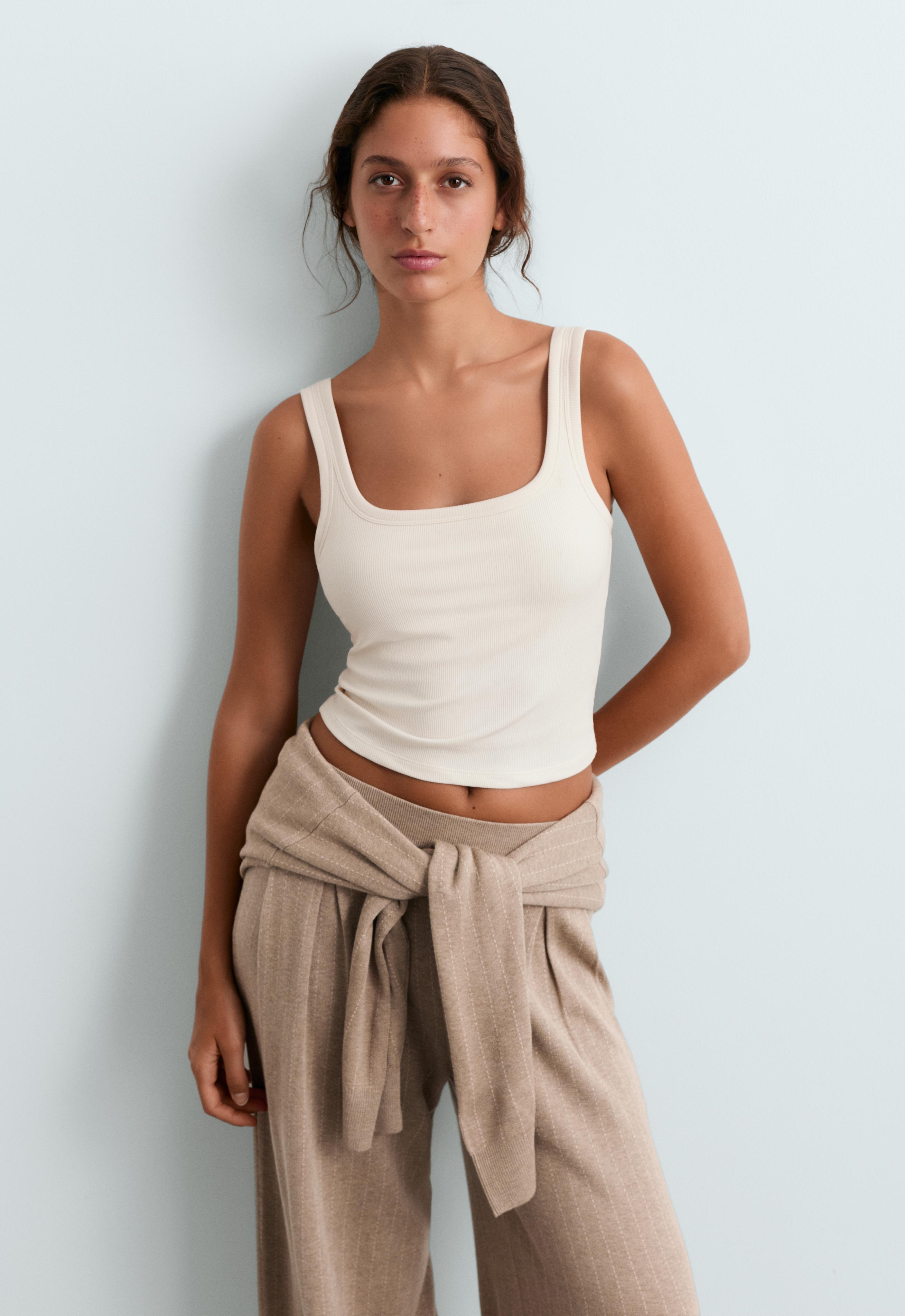 Tank top rib mezcla modal escote cuadrado Tank top rib mezcla modal escote cuadrado