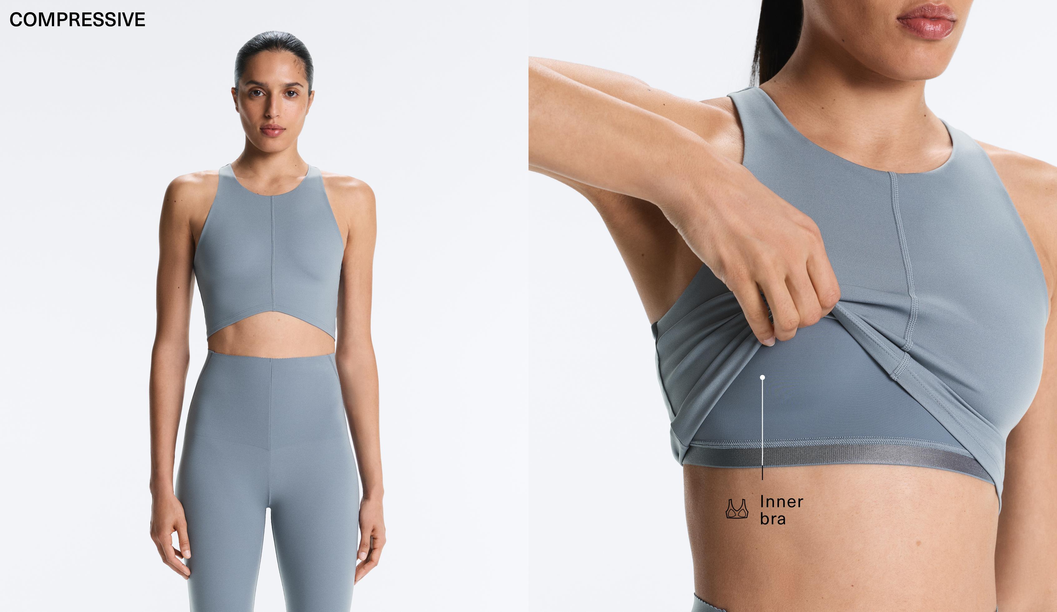 Compressive seam tank top — MID GREY-BLUE