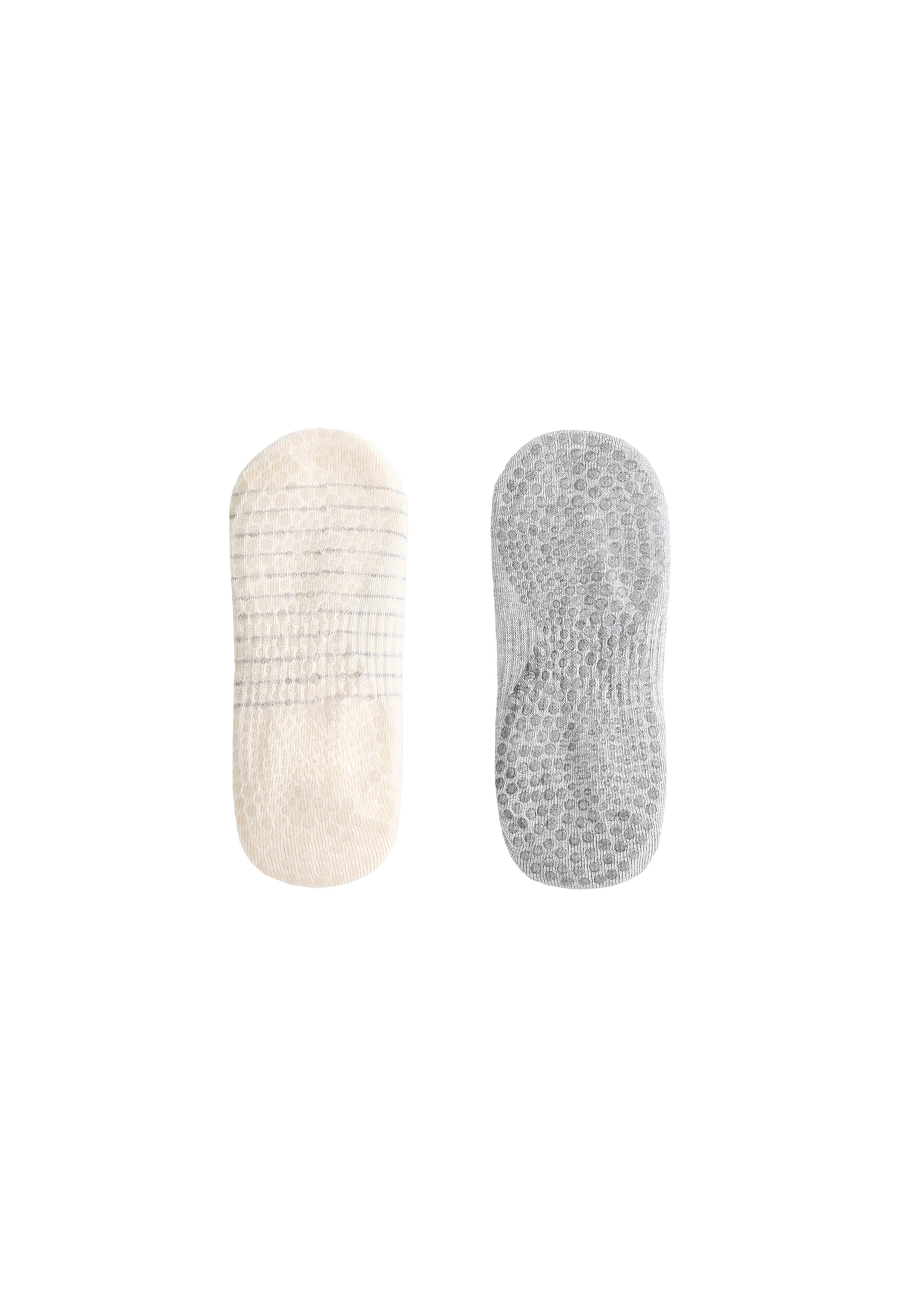 2 pairs of cotton blend yoga and Pilates socks — PALE GREY MELANGE