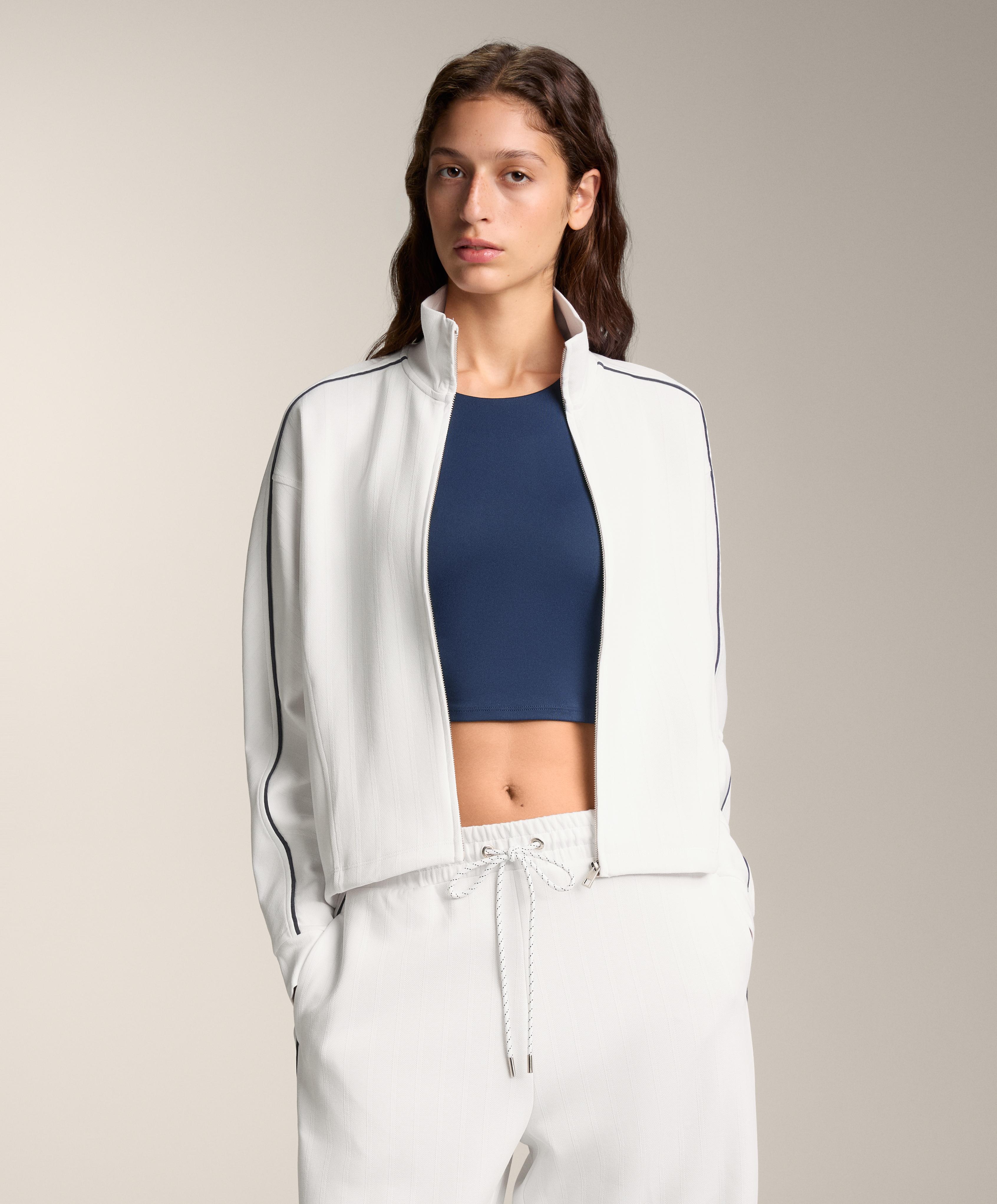 Piqué jacket with side piping and cotton — WHITE 