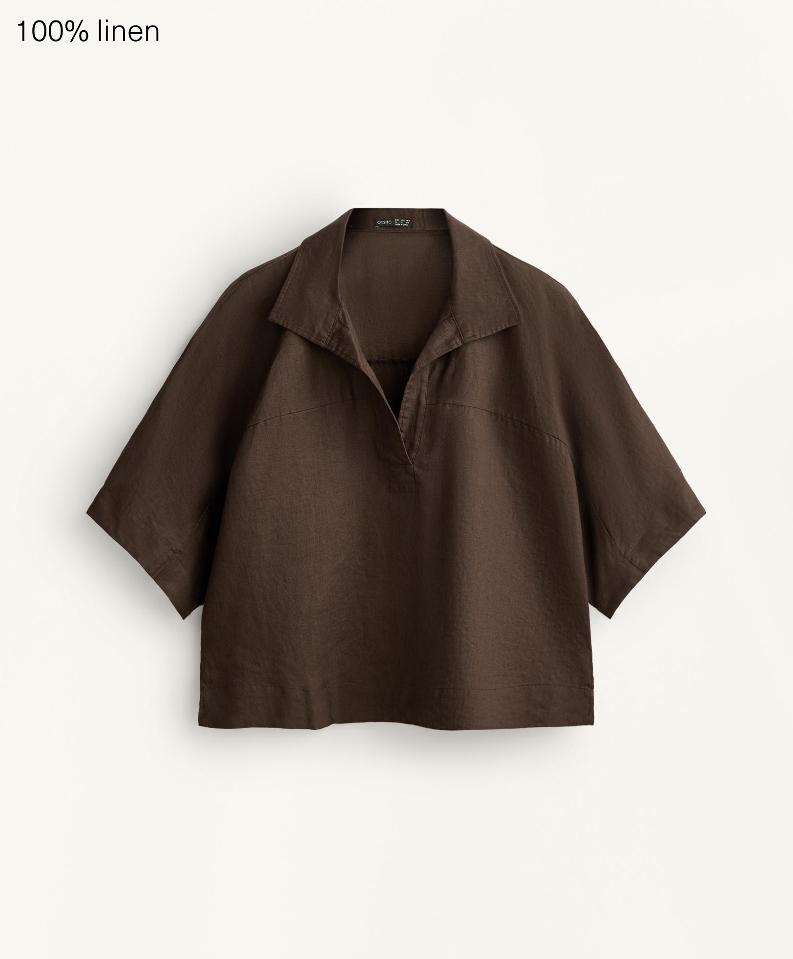 Oversize short-sleeved 100% linen shirt Oversize short-sleeved 100% linen shirt