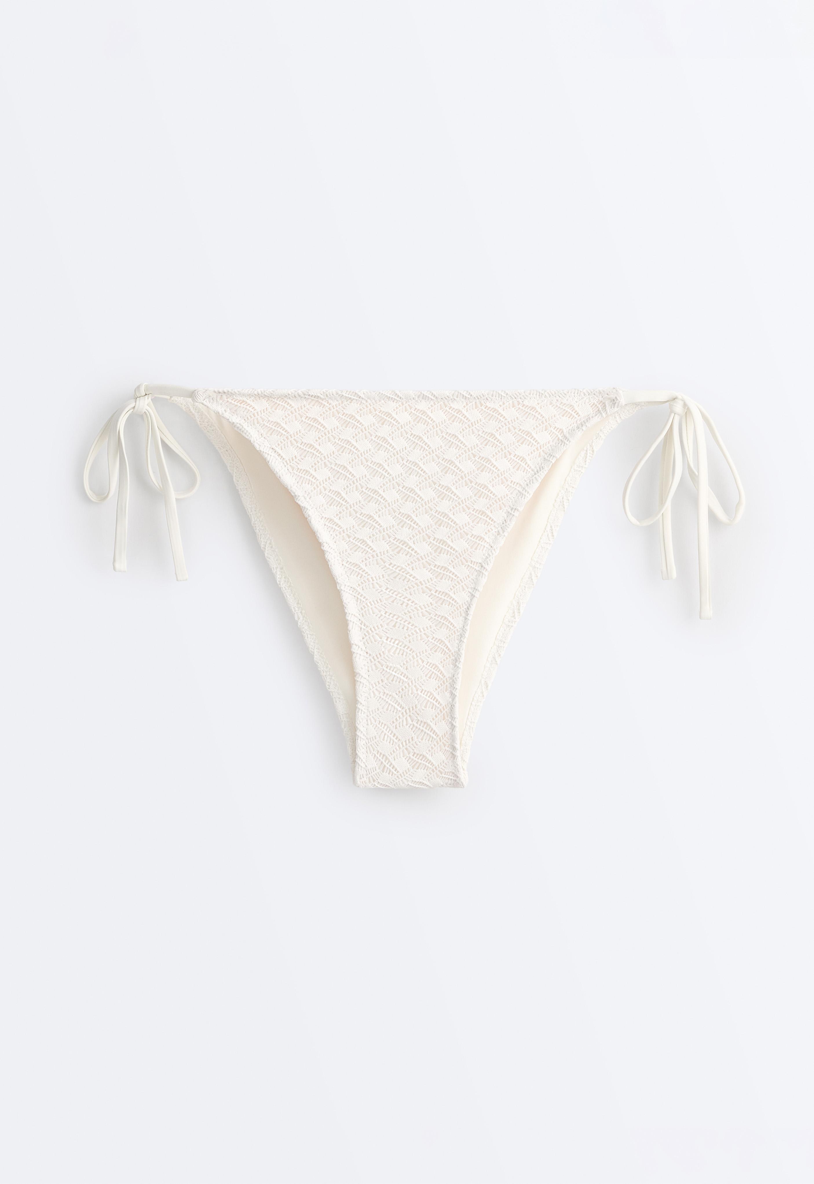 Bas de bikini à couvrance moyenne avec liens en crochet tressé - Soldes