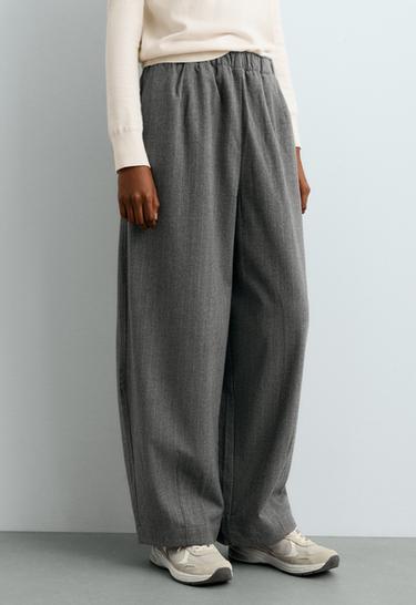 15% wool pinstripe balloon trousers — MID GREY 2