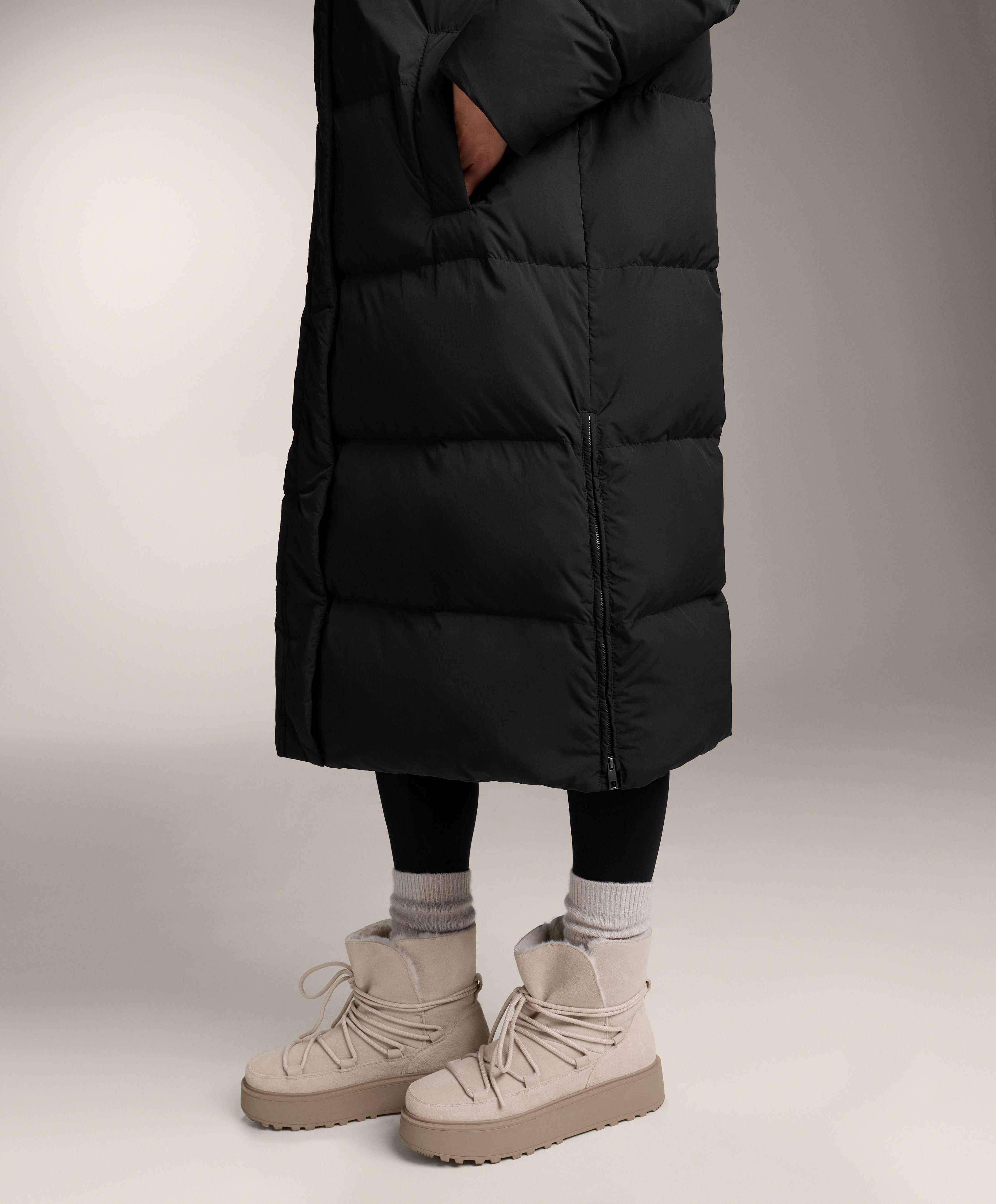 Long 100% down padded jacket — BLACK