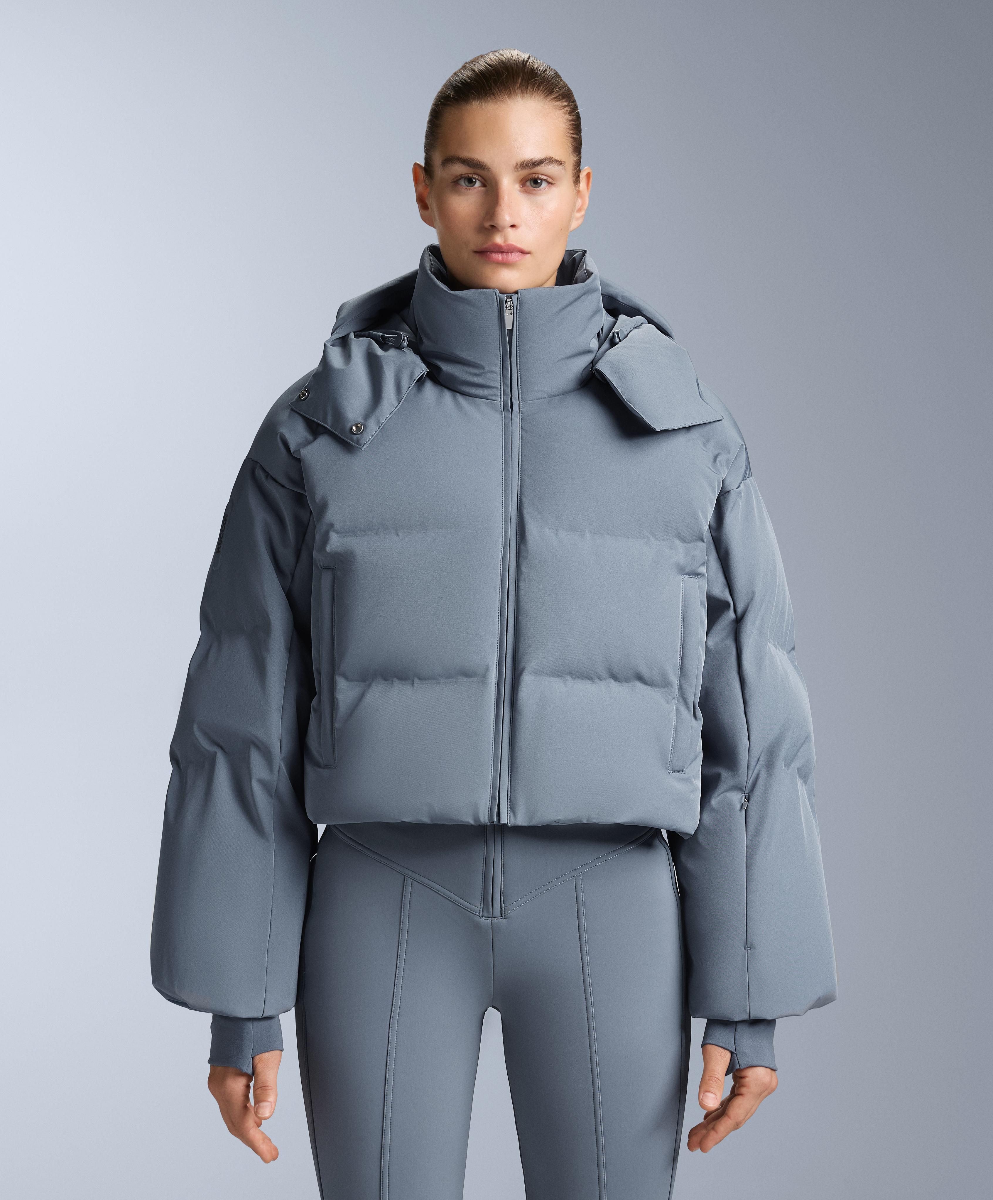 Lightweight 80% down and 20% MINARDI PIUME SKI water-resistant short jacket — GREY-BLUE