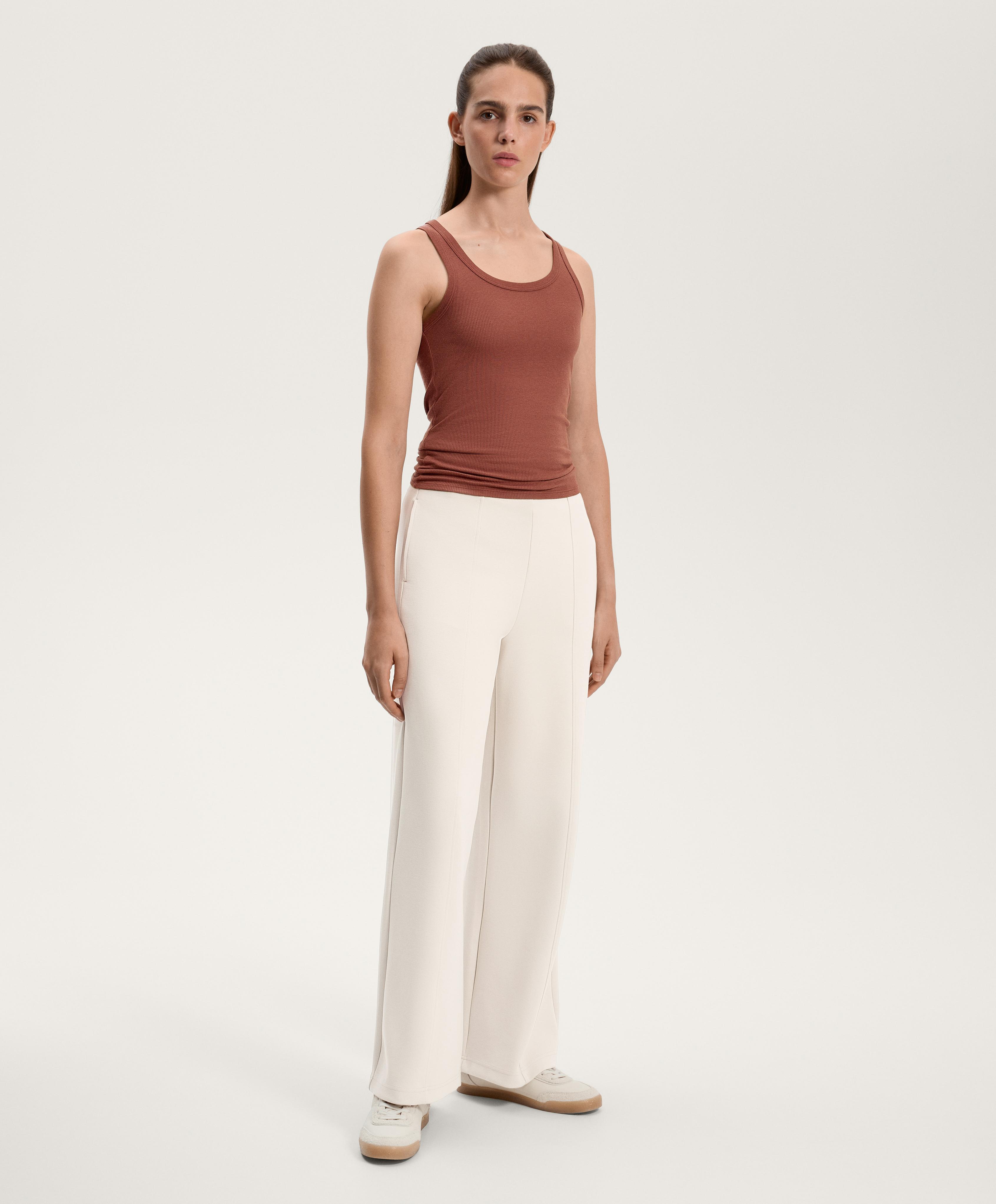 Sleeveless rib top with cotton and modal - Sale