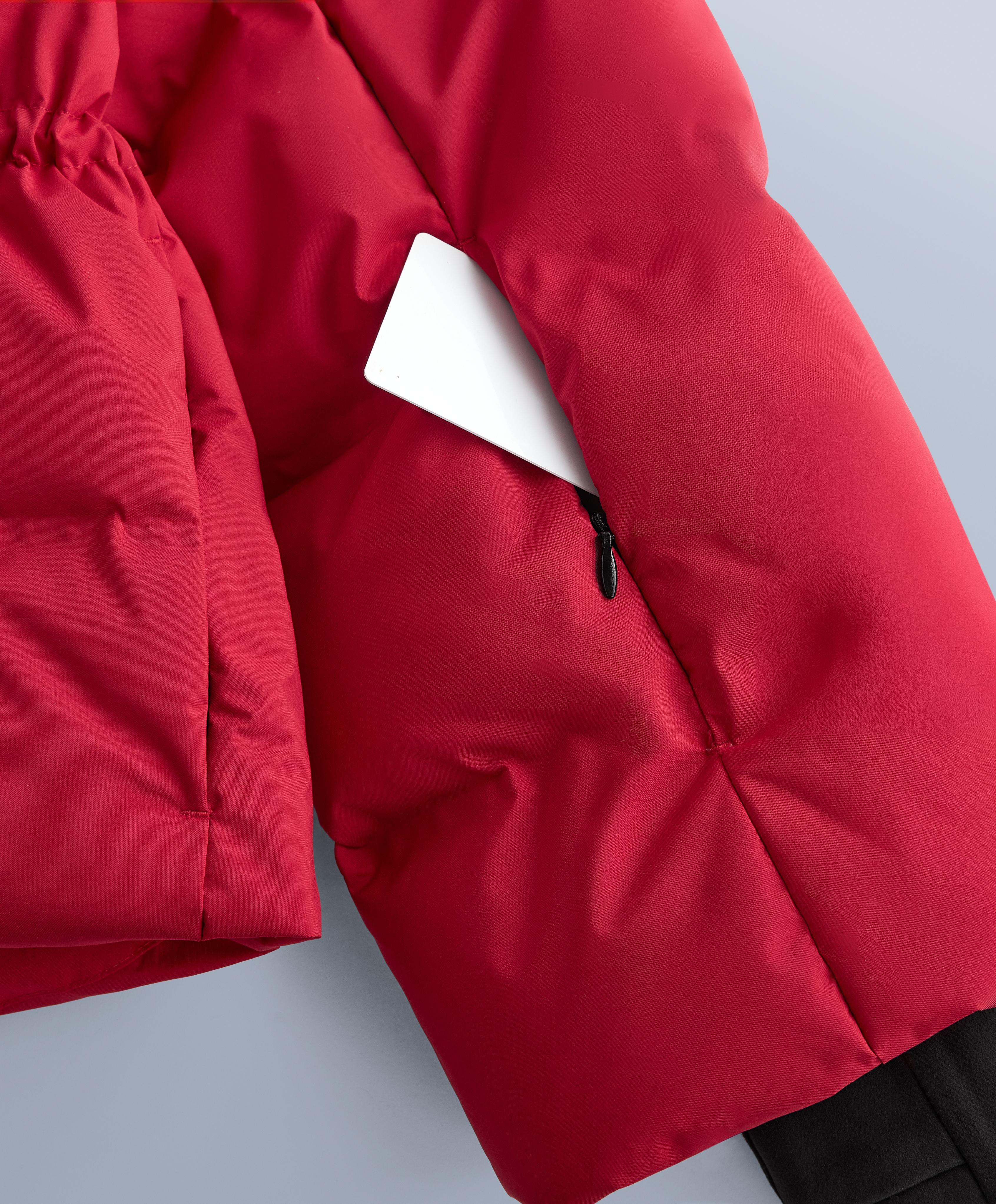 Lightweight padded jacket with 80% down and 20% MINARDI PIUME SKI water-resistant filling — RED