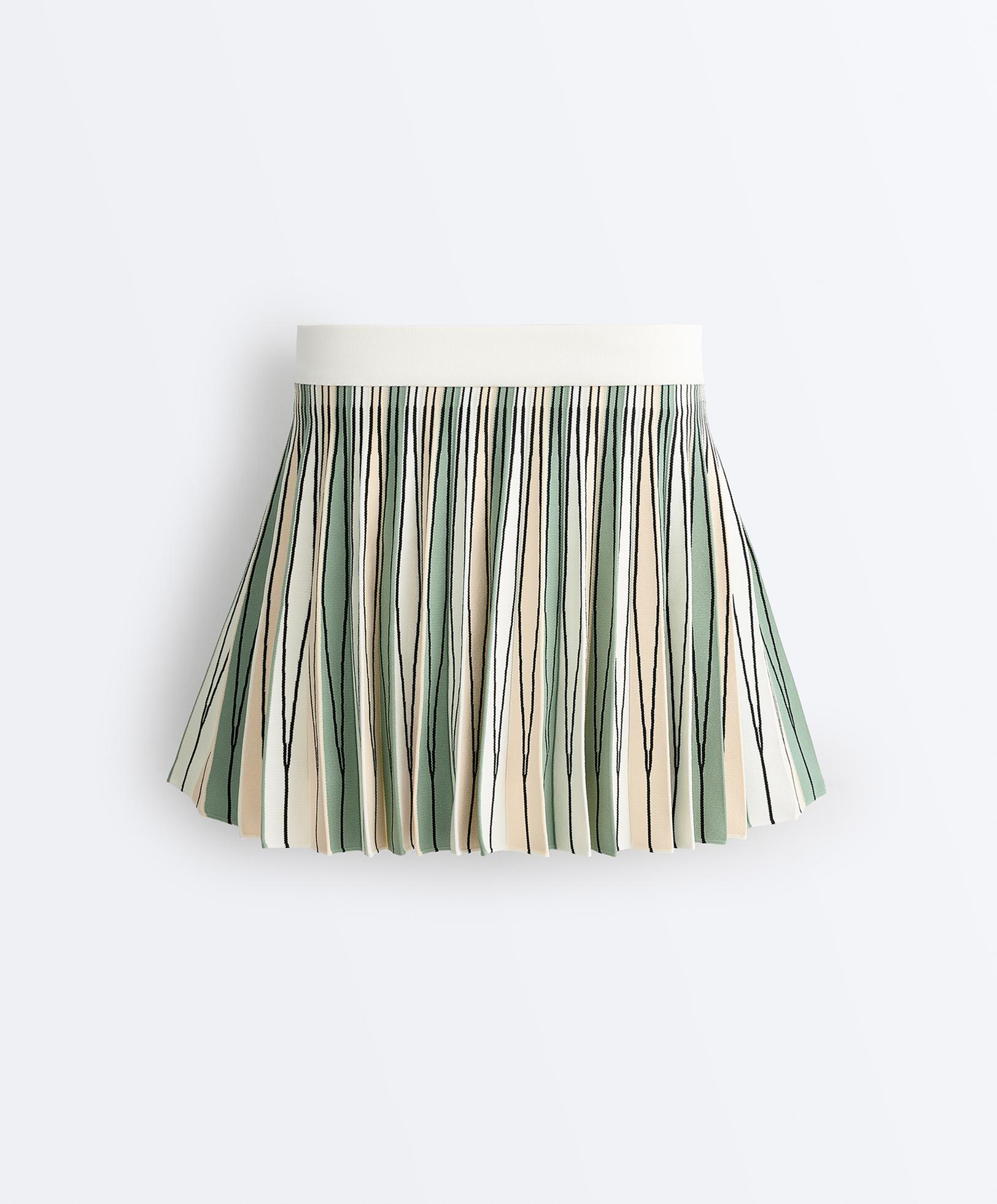 High rise seamless pleated skirt — PALE ECRU