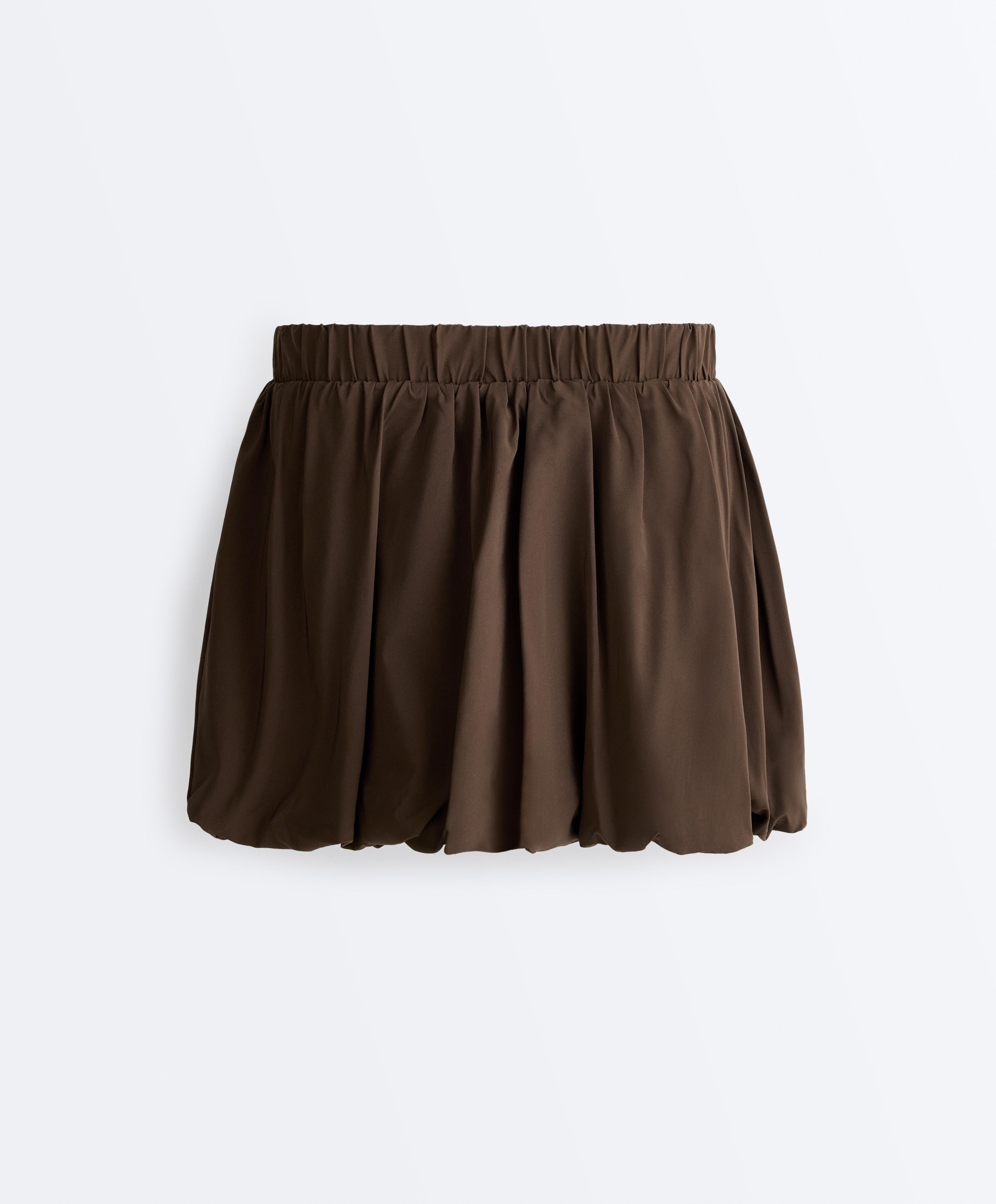 High rise Compressive balloon skirt — DARK BROWN