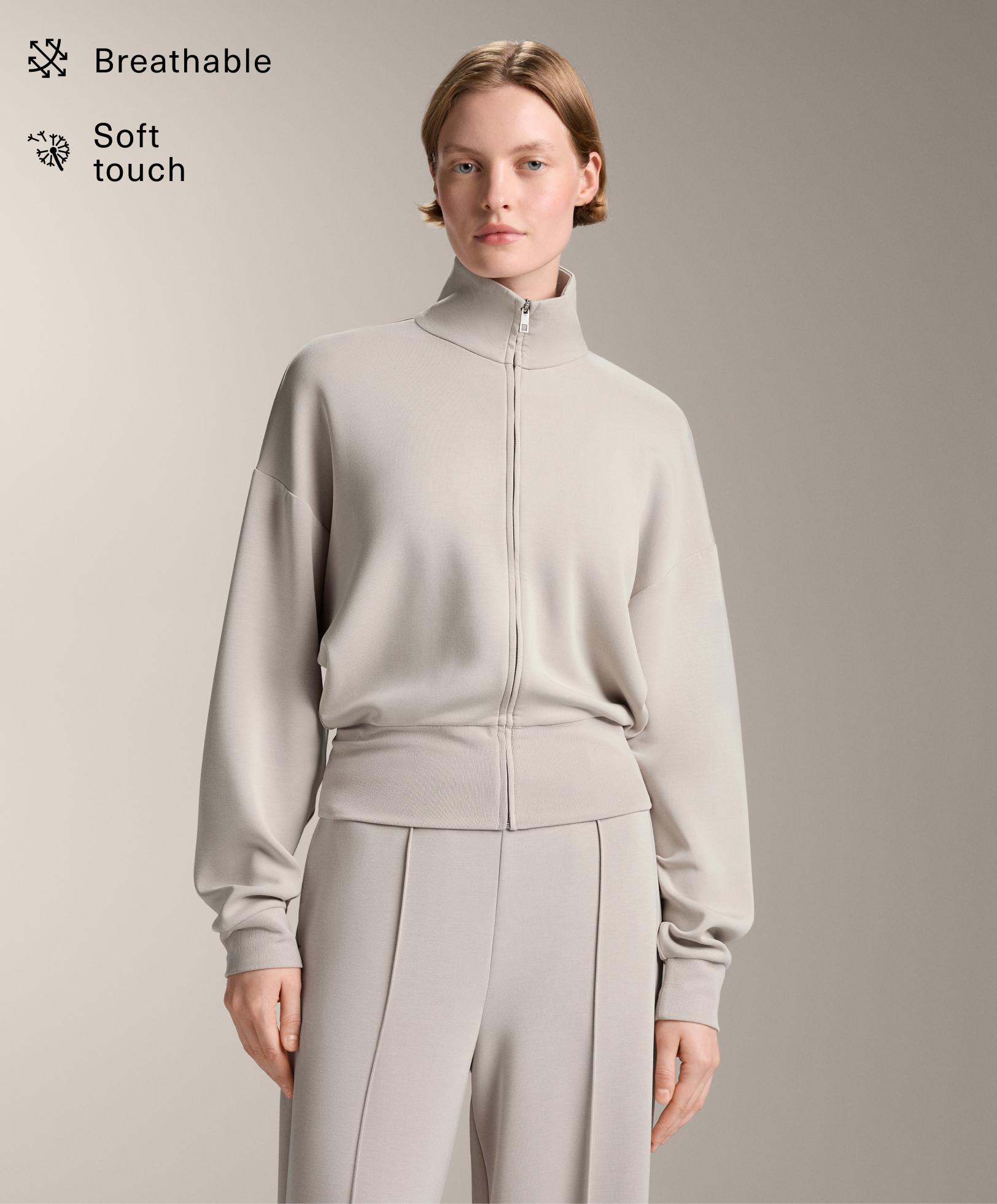 Soft-touch high neck jacket with modal