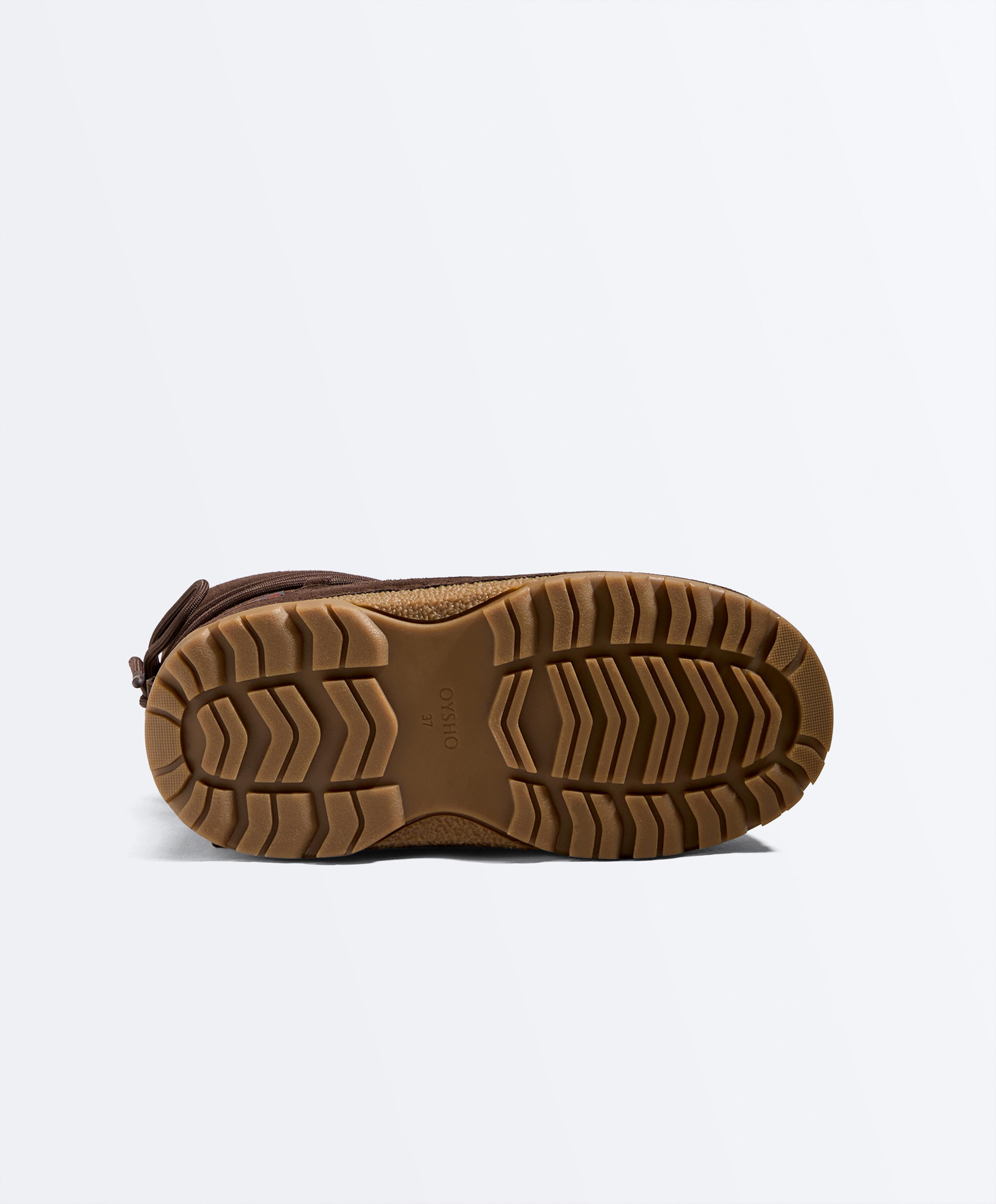 Lace-up technical split leather boots — BROWN