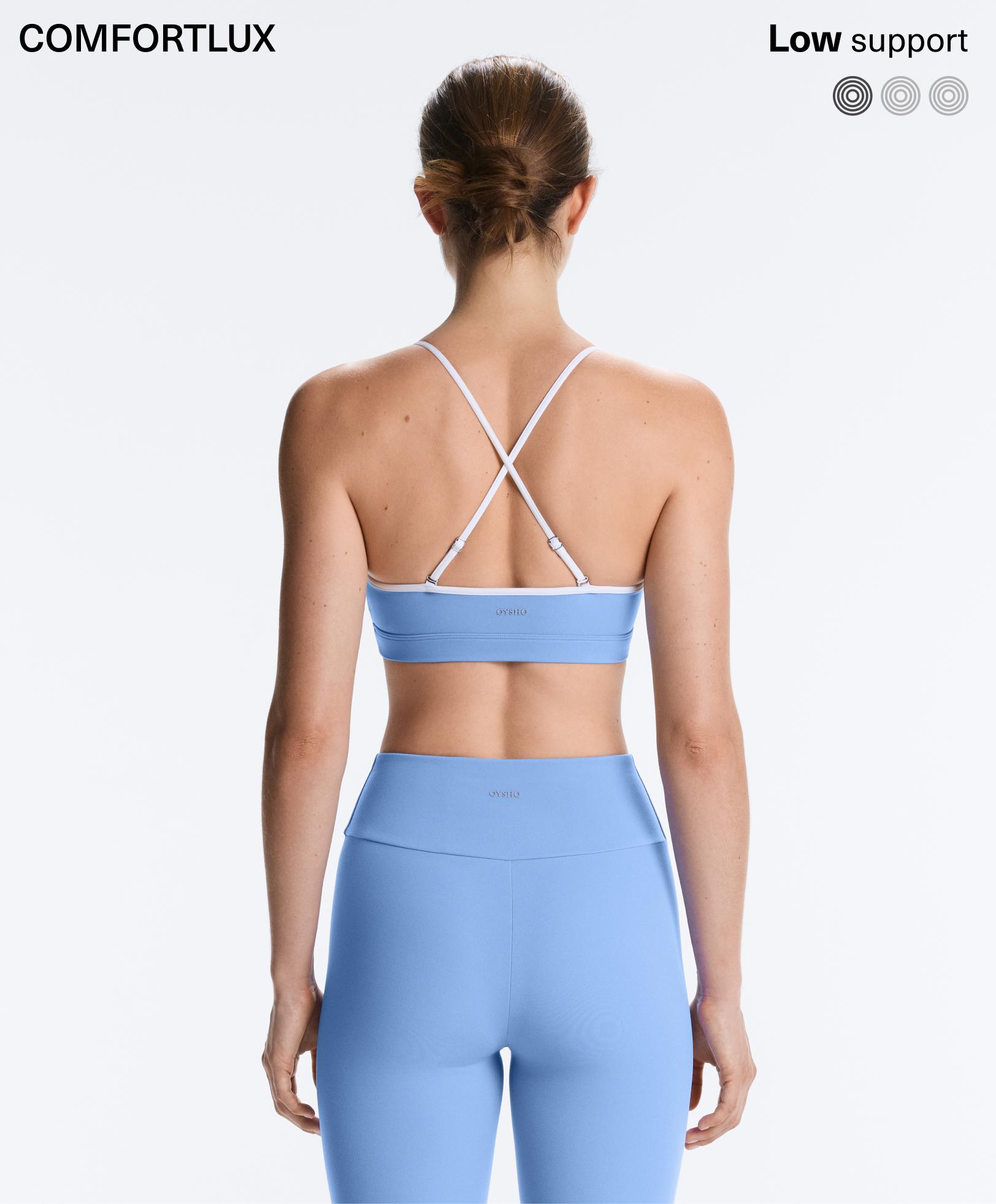 Low-support Comfortlux sports bra with piping — PALE LAVENDER BLUE
