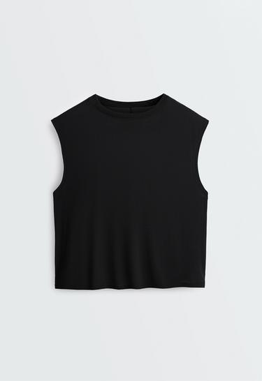 Modal blend sleeveless T-shirt — BLACK 5