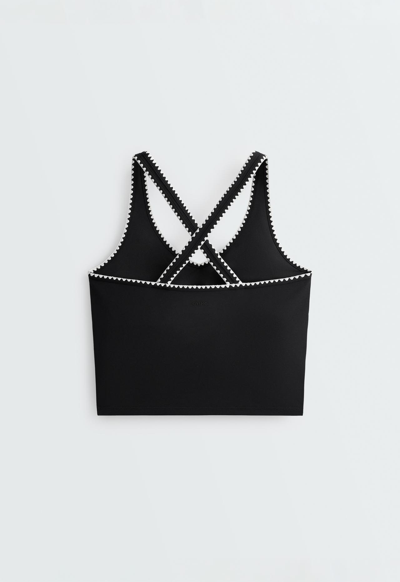Comfortlux contrast-stitch tank top — BLACK