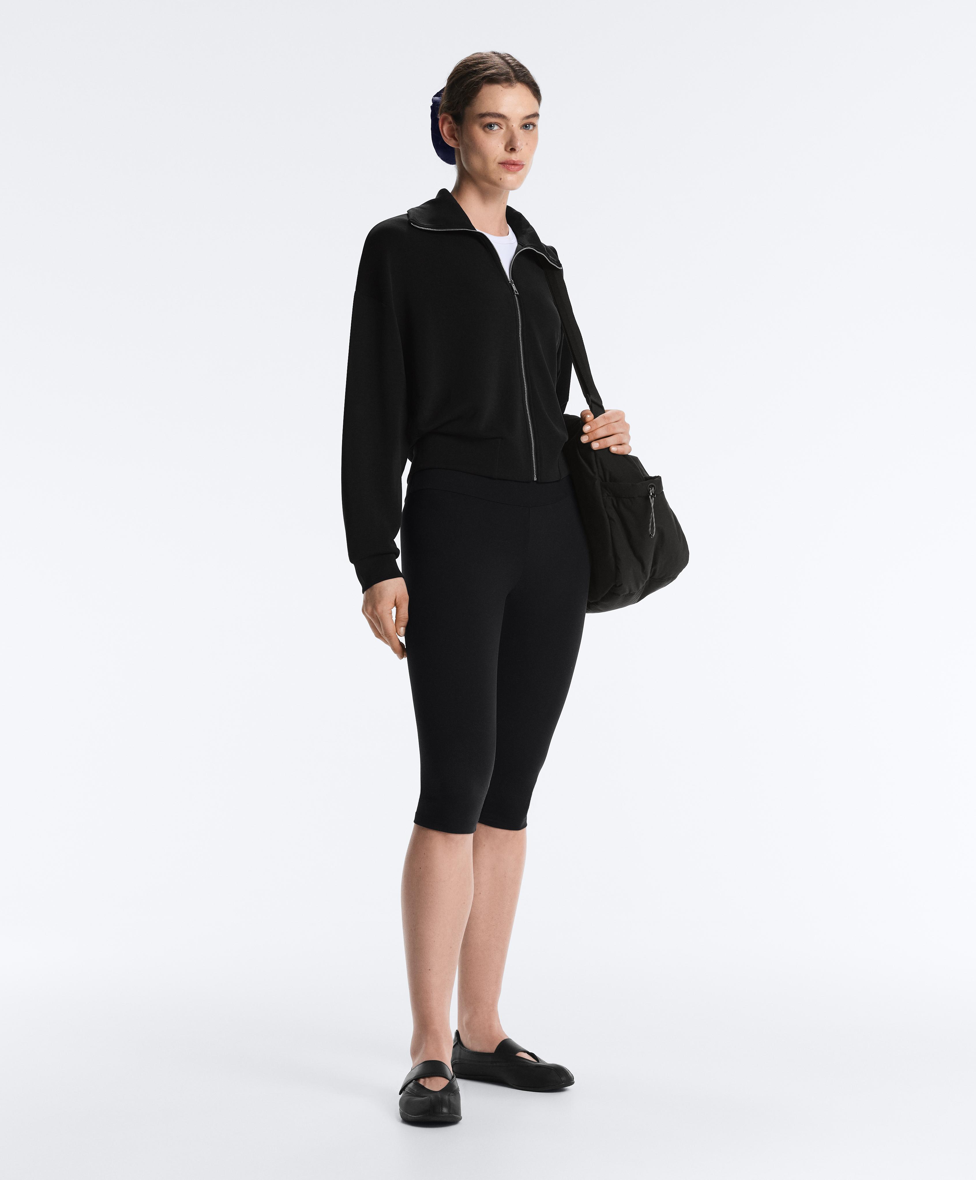 Boxy jacket with soft-touch modal — BLACK