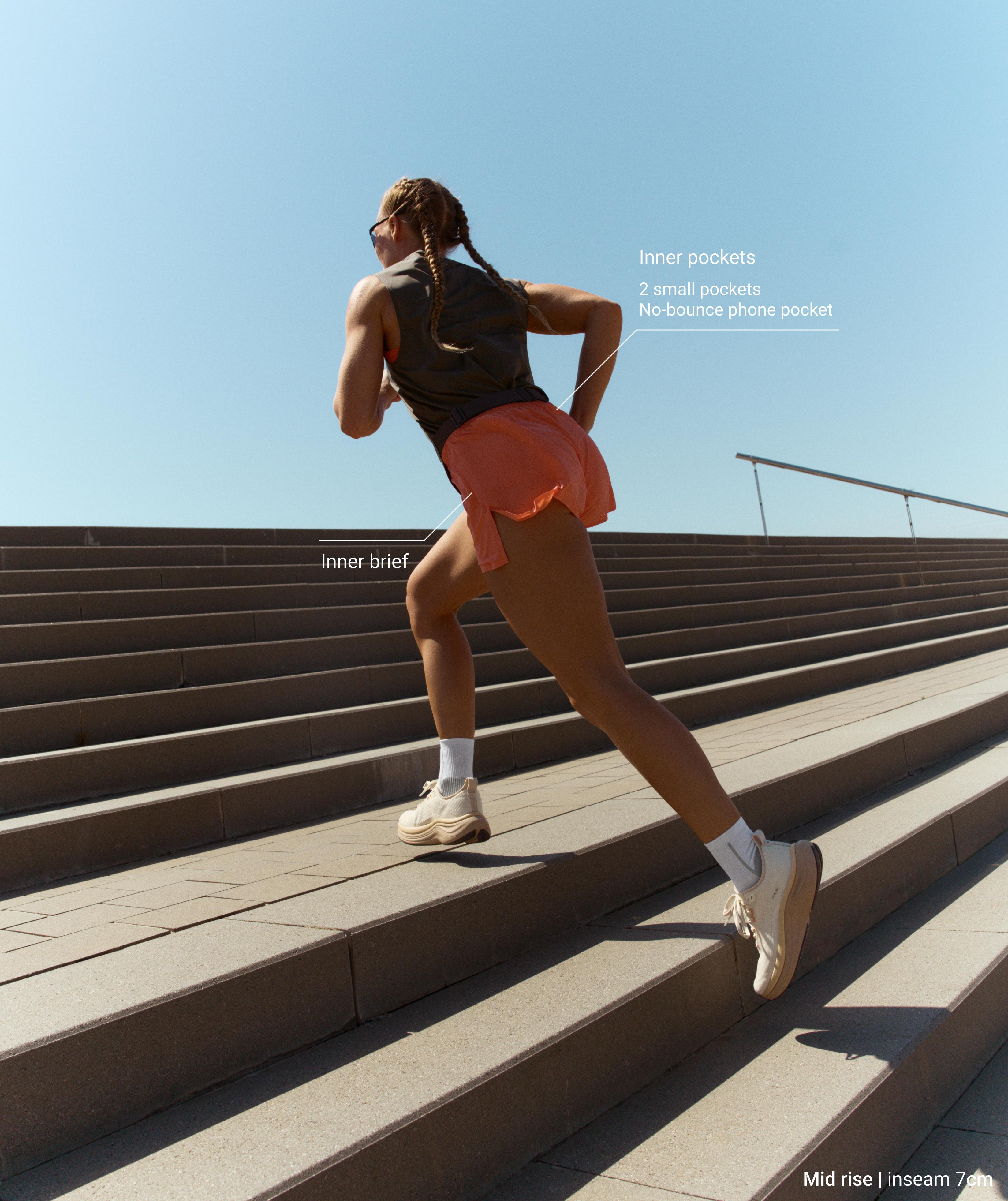 Mid-rise 7cm technical shorts — WASHED ORANGE