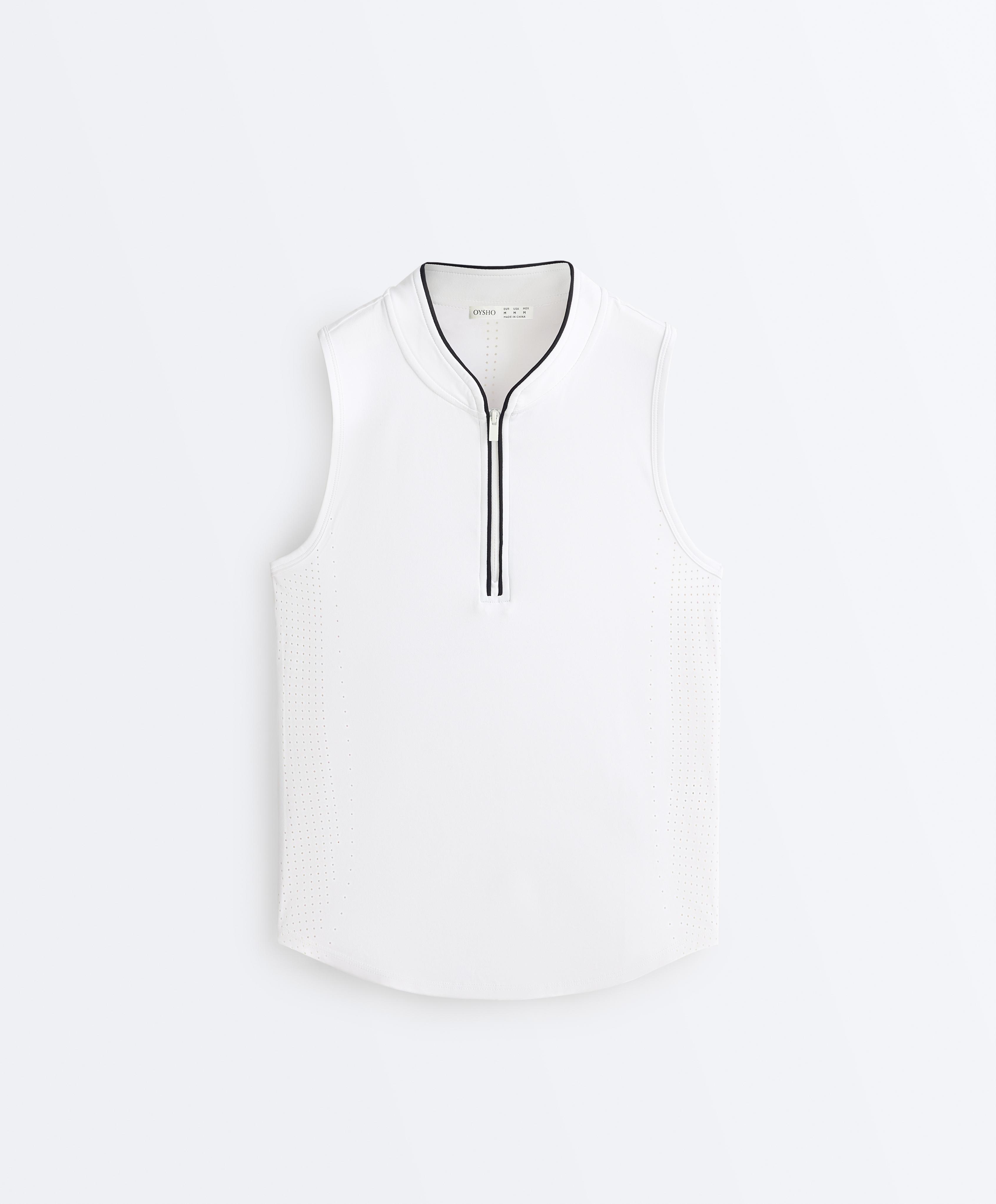 Technical sleeveless T-shirt with half zip Technical sleeveless T-shirt with half zip