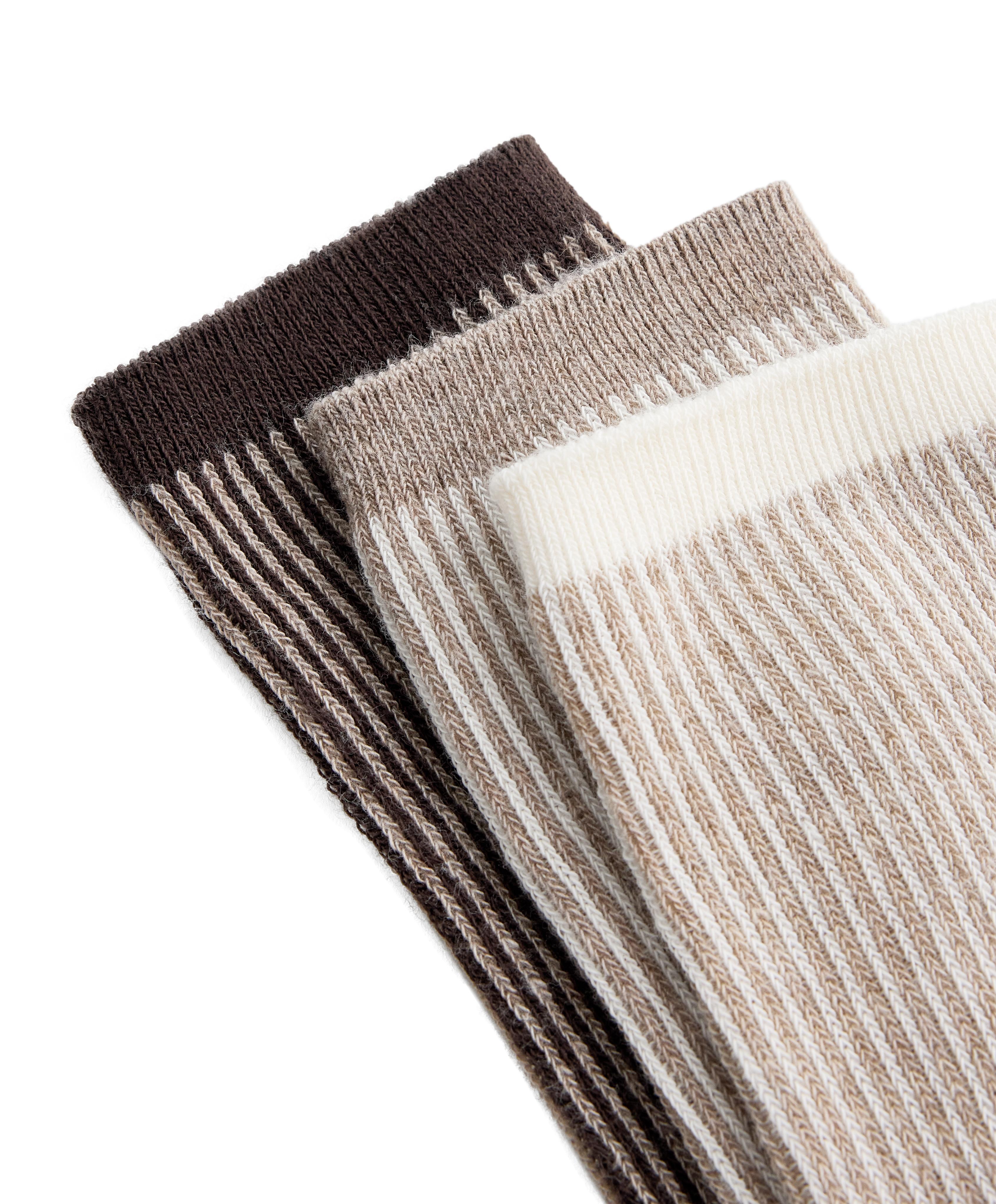 3 pairs of cotton blend classic textured socks — MINK