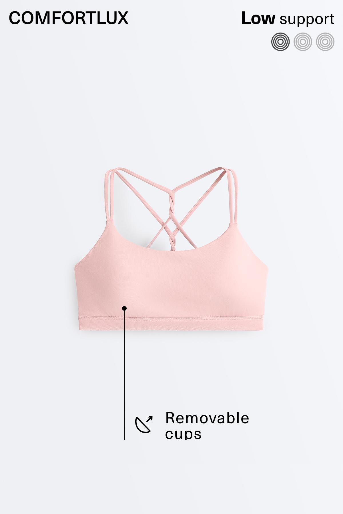 Comfortlux low-support crossover strap sports bra — VINTAGE PINK