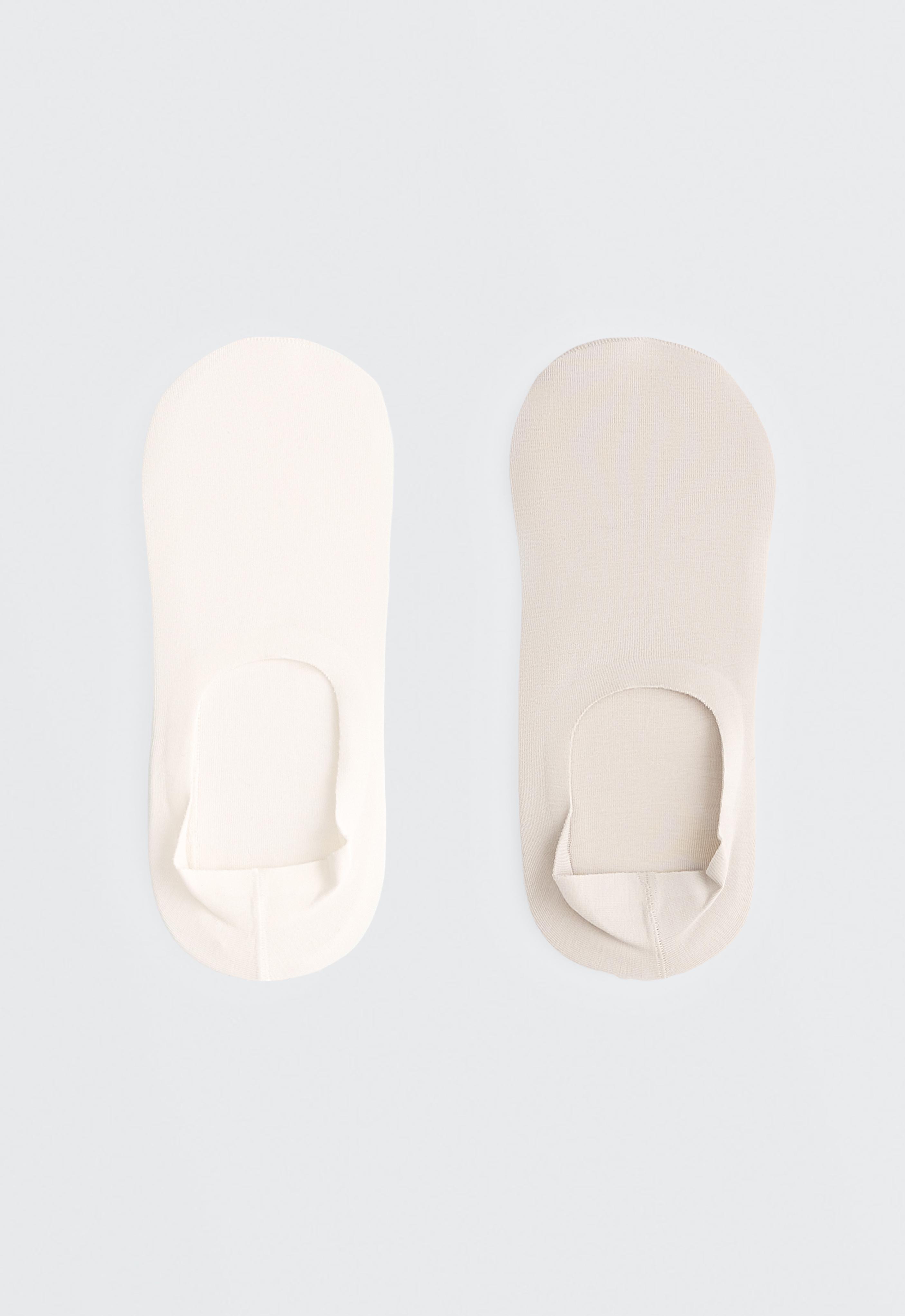 2 pairs of microfibre rib high-cut invisible socks — LIGHT STONE