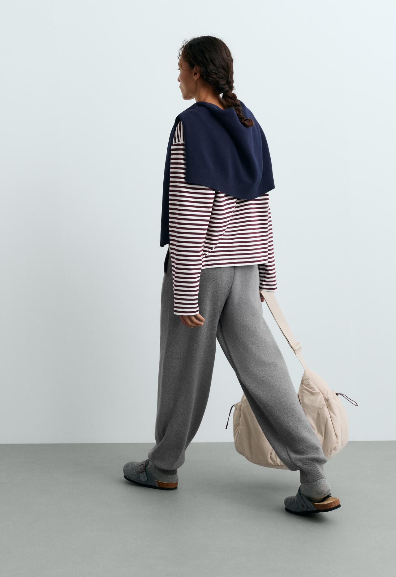 Cotton-blend knit joggers — MOTTLED GREY MELANGE