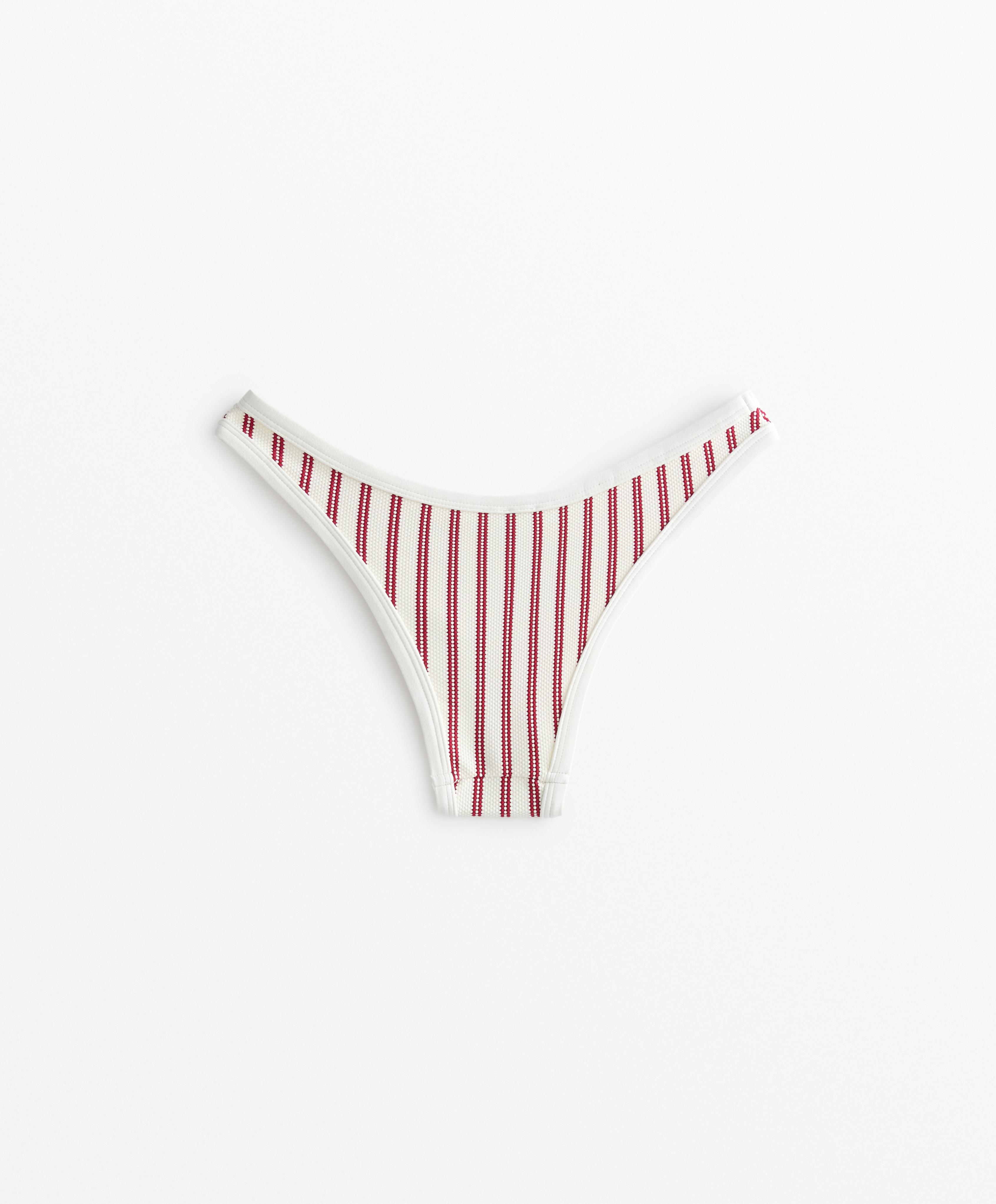 Textured stripe U-cut medium-coverage bikini briefs