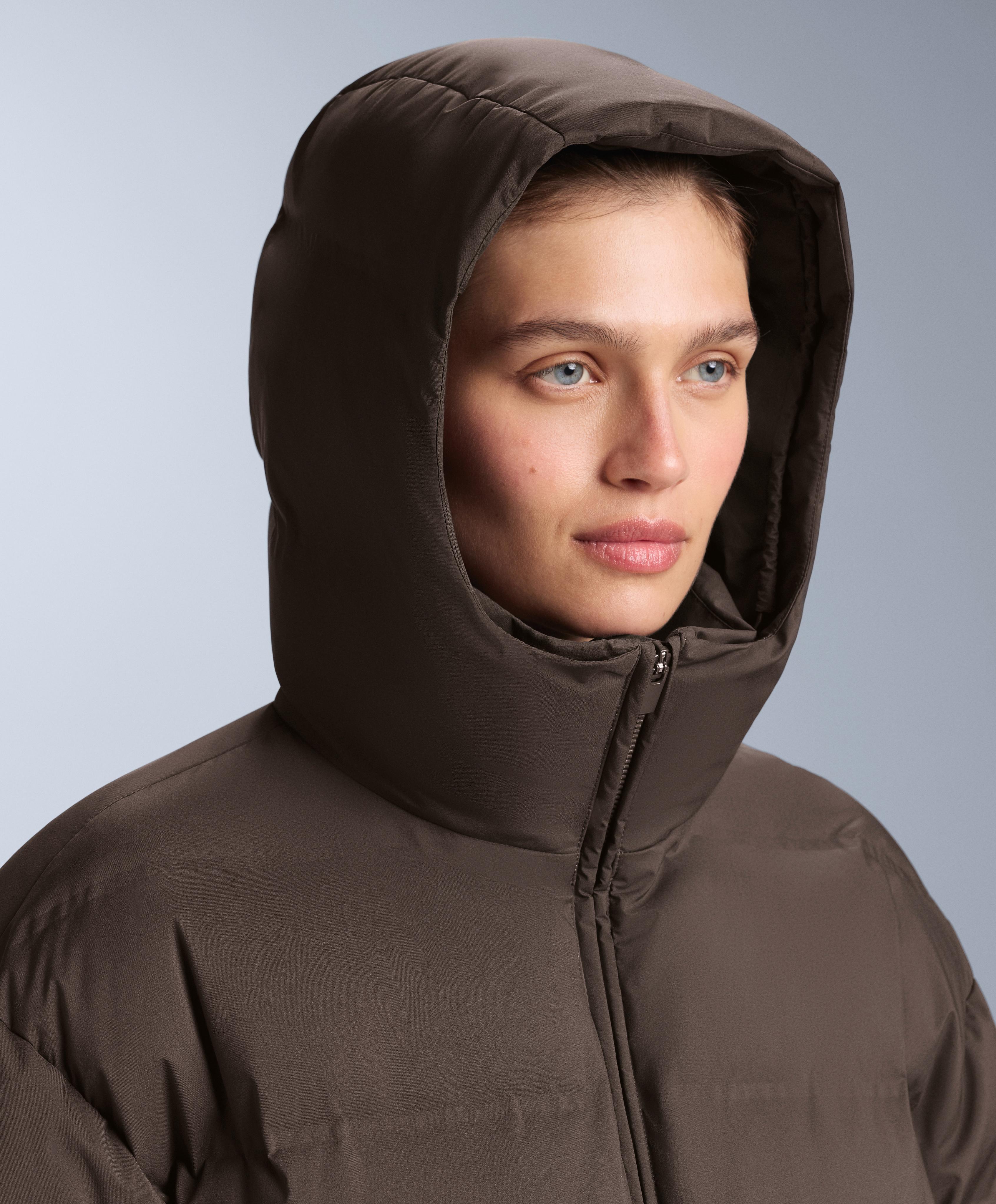 Lightweight padded jacket with 80% down and 20% MINARDI PIUME SKI water-resistant filling — DARK BROWN