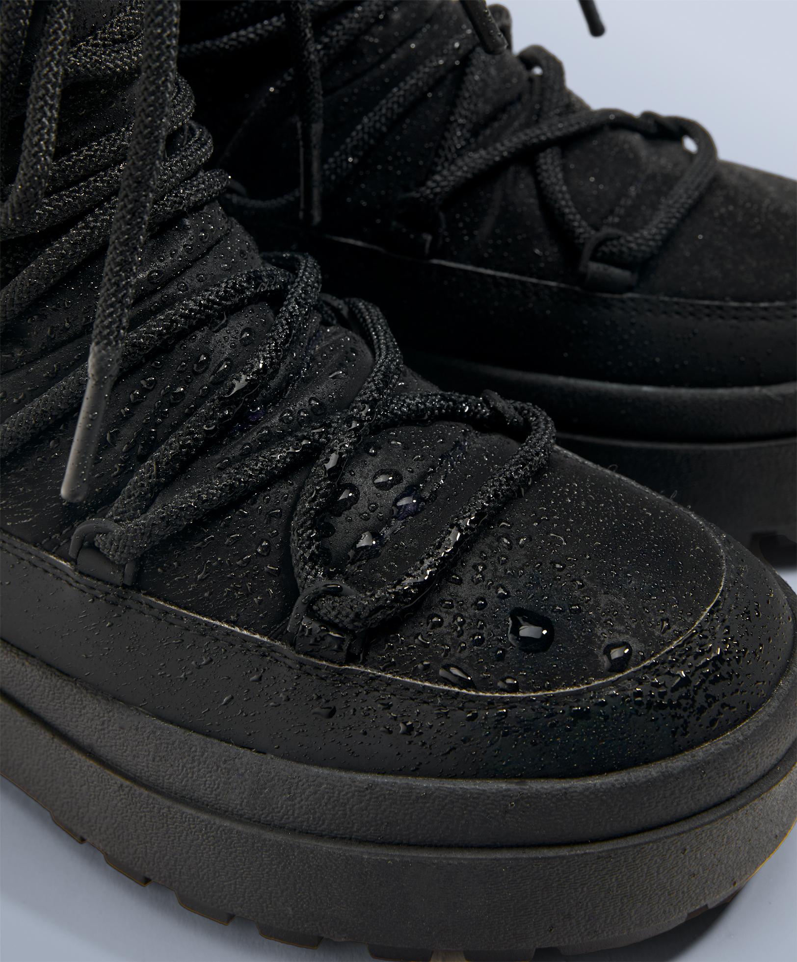 Laced nylon après-ski boots — BLACK