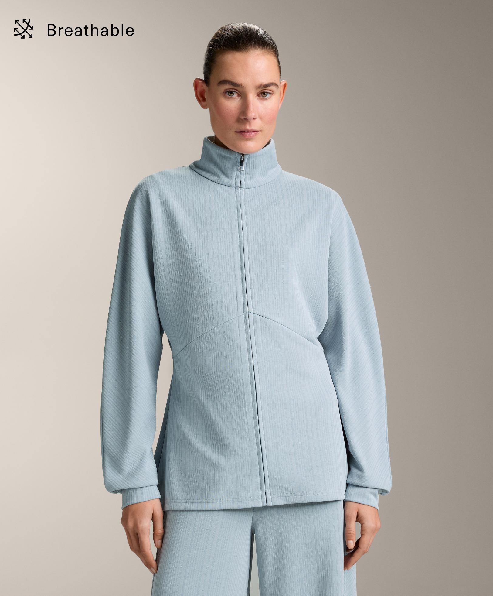 Duga jakna s asimetričnom prugom i modalom Duga jakna s asimetričnom prugom i modalom