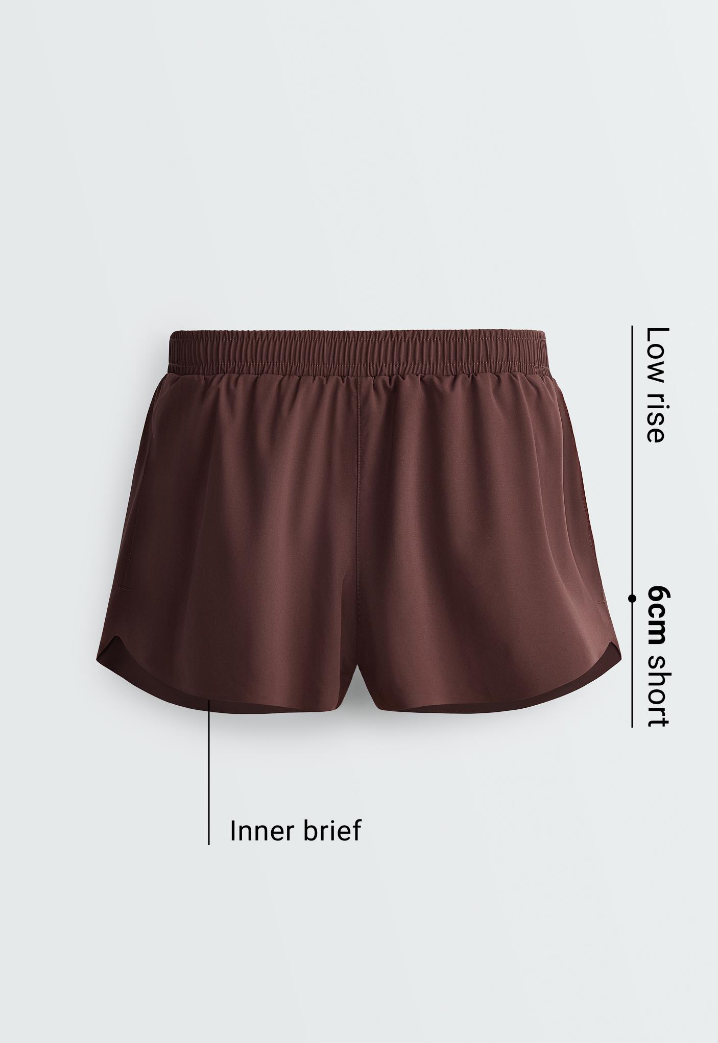 6cm low-rise technical shorts — CHOCOLATE