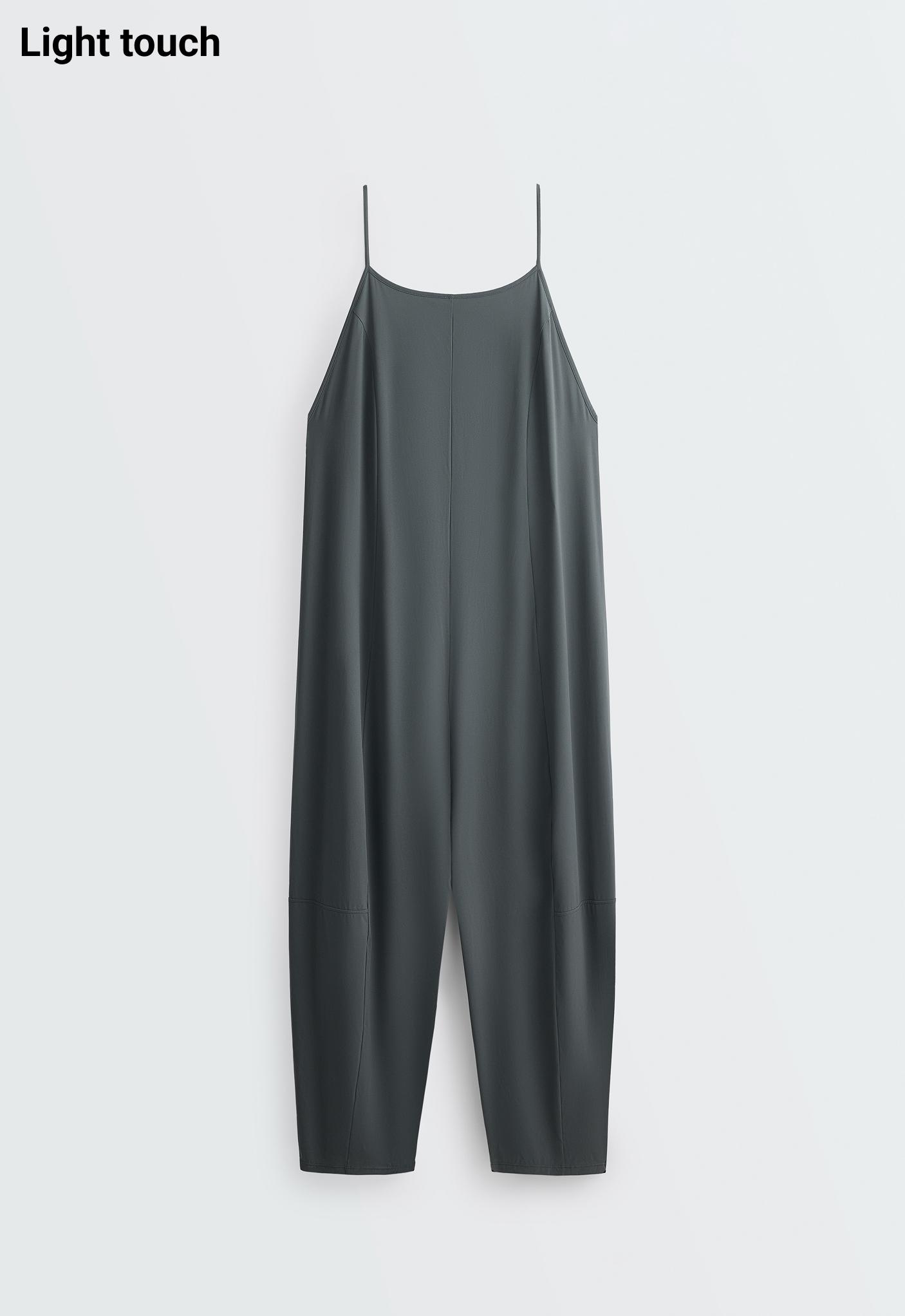 Light Touch wide long jumpsuit — STEEL GREY