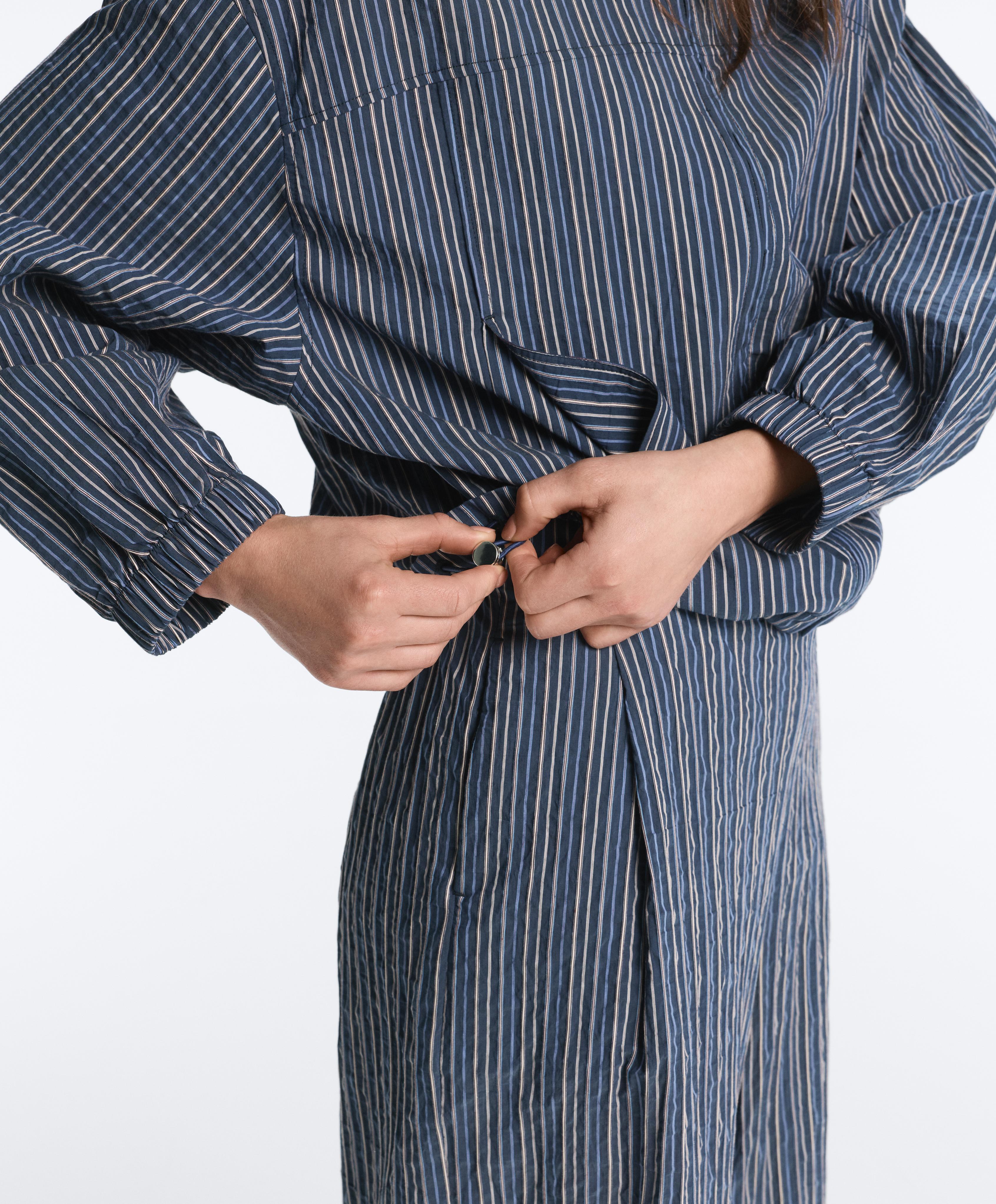 Cotton blend striped bomber jacket — DARK NAVY