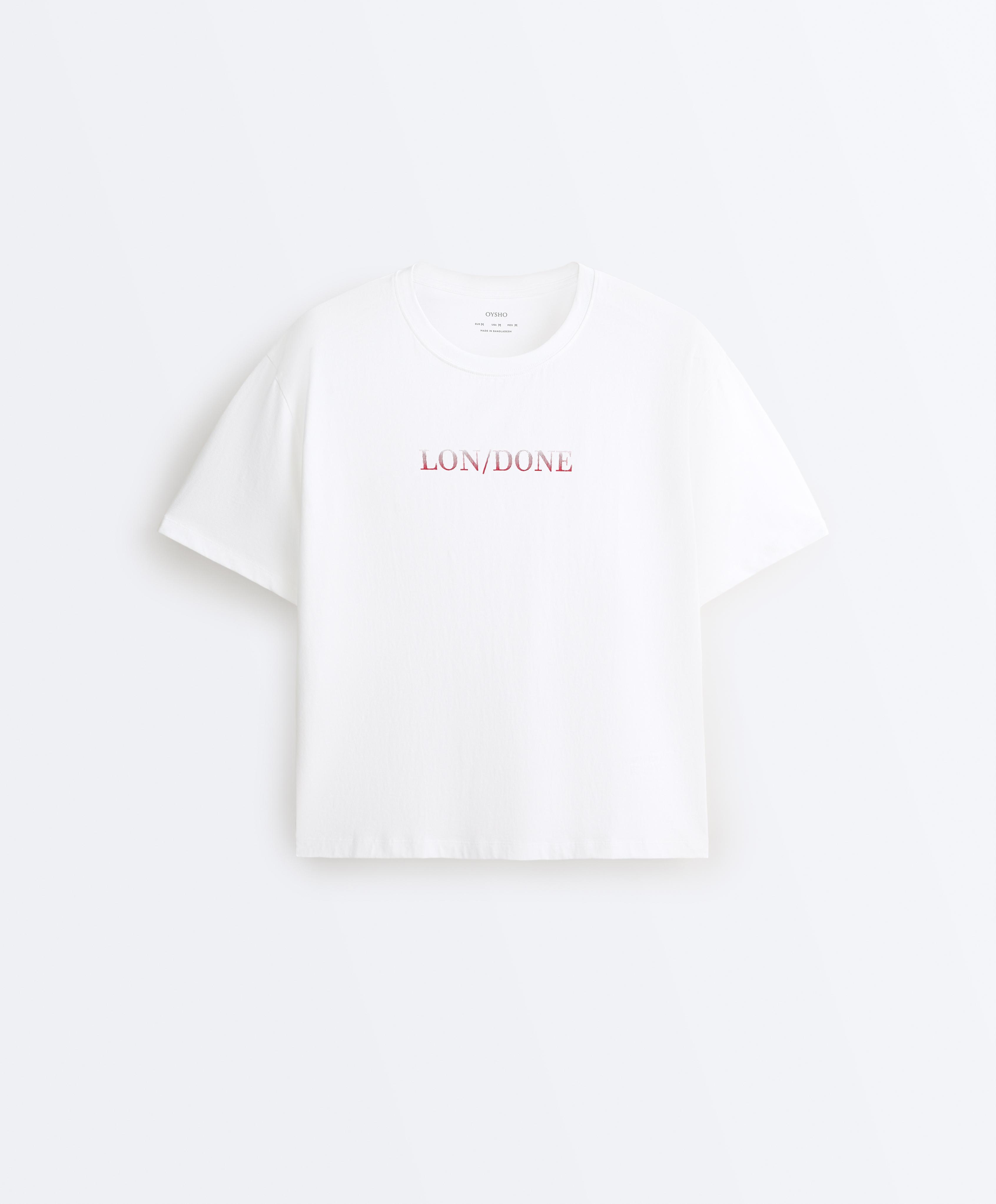 Boxy cotton blend T-shirt London — WHITE 