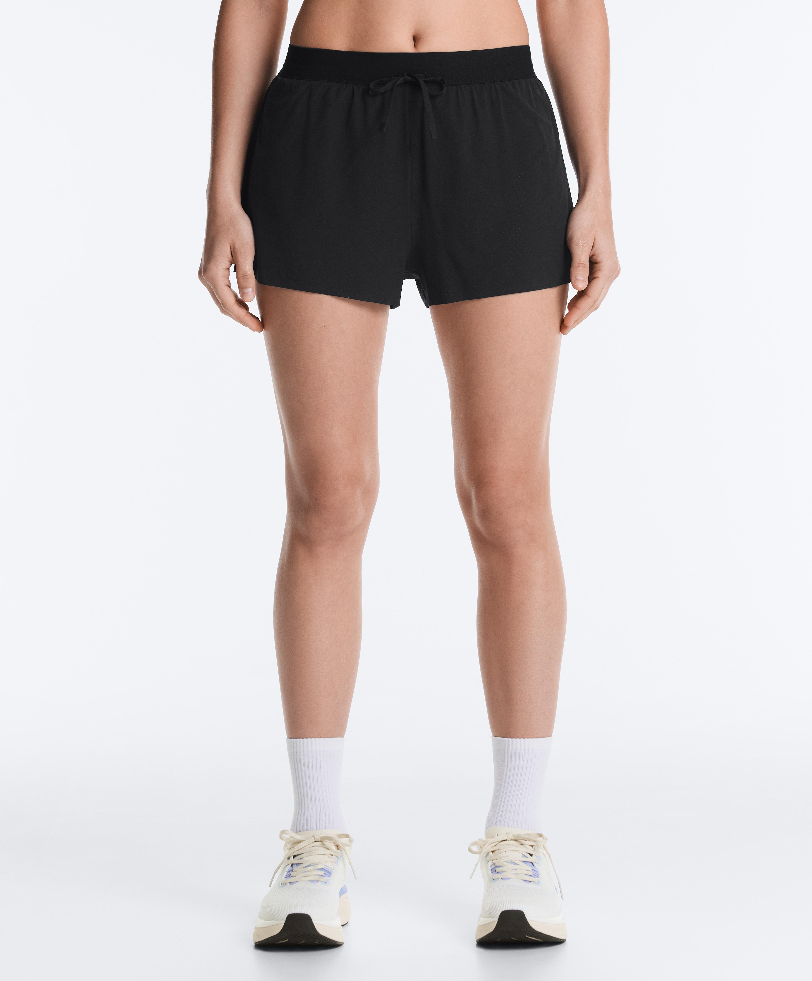 Mid-rise 7cm technical shorts — BLACK