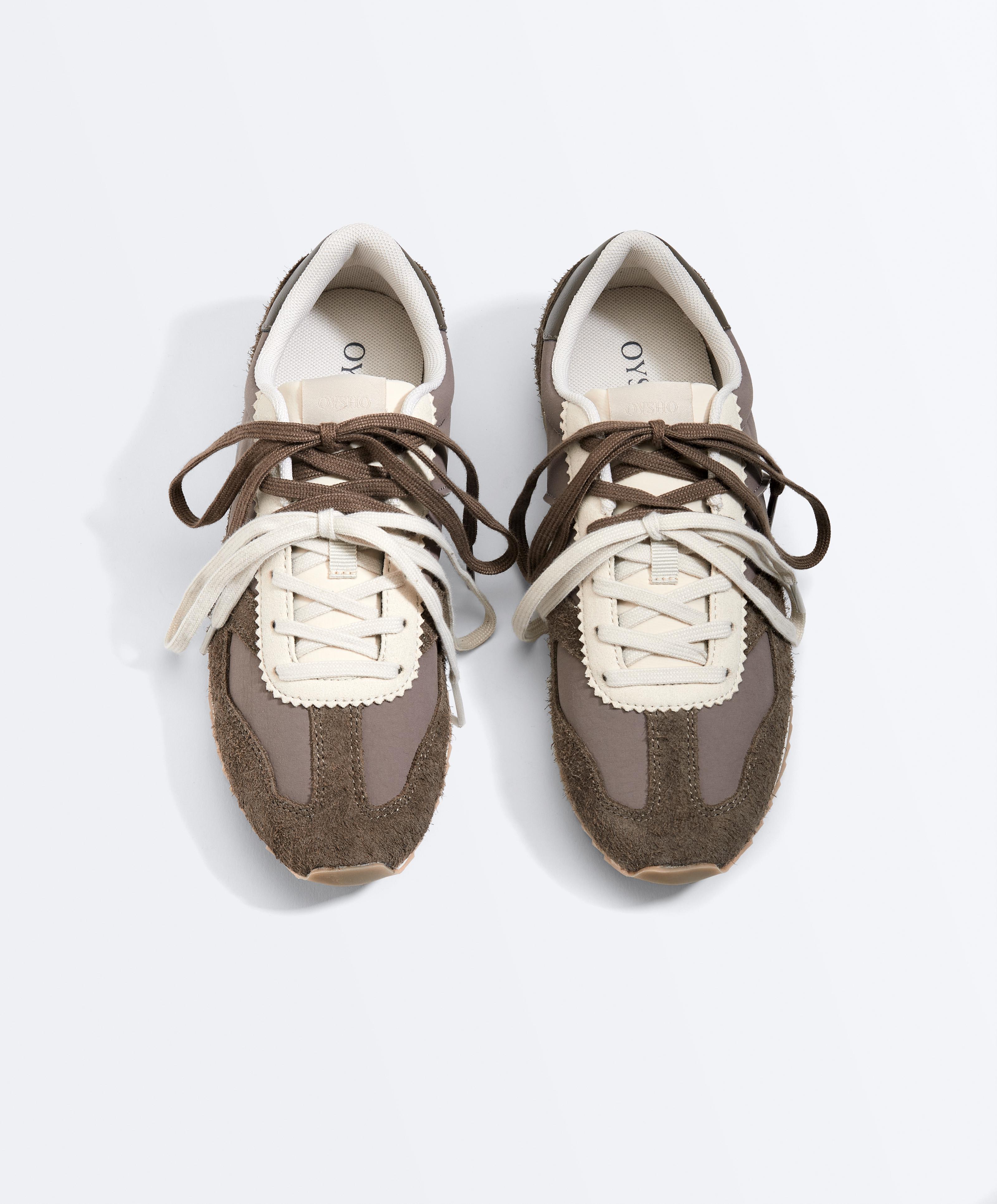 Colour-block trainers — BROWN