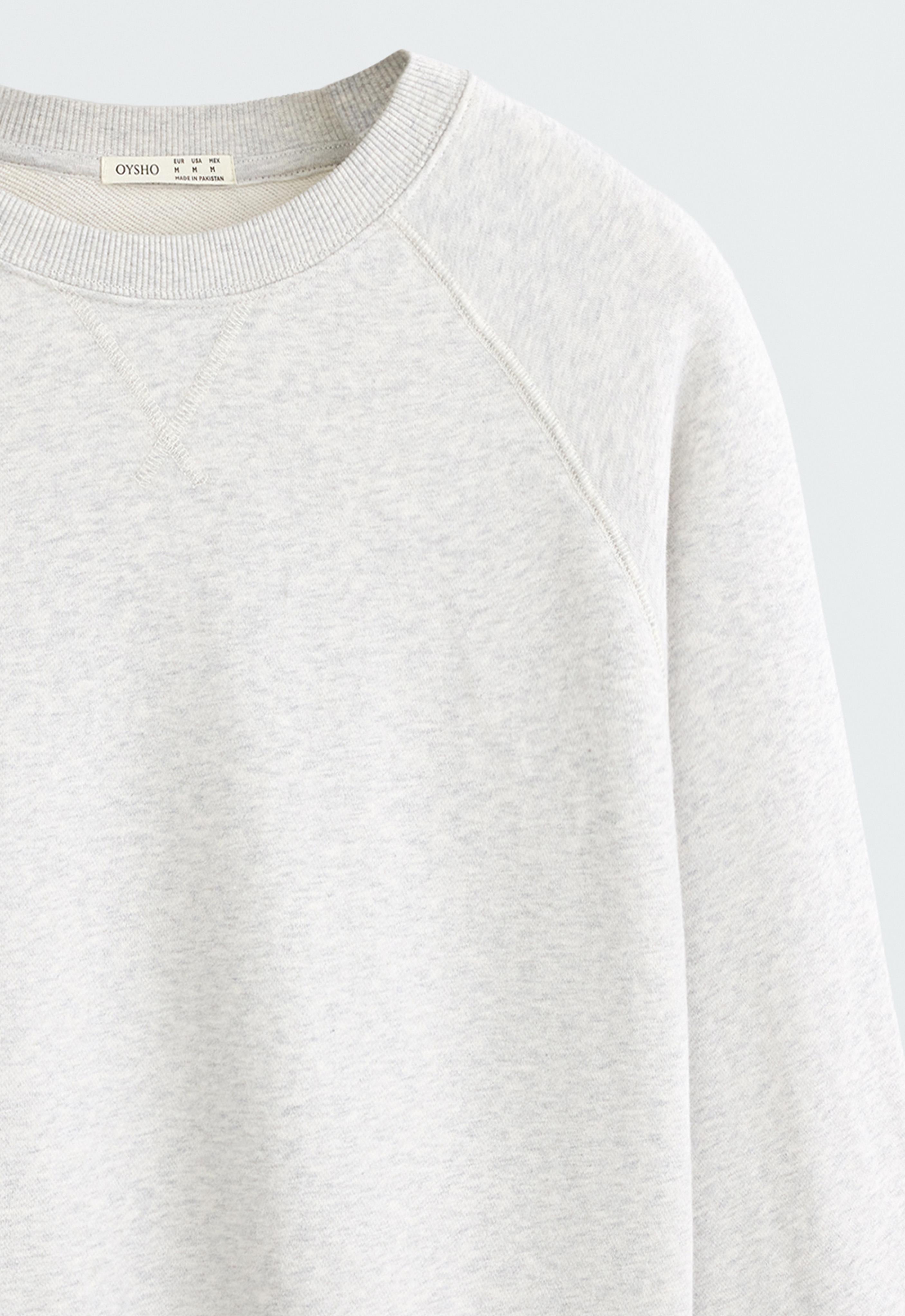Cotton-blend marl fleece sweatshirt — PALE GREY MELANGE