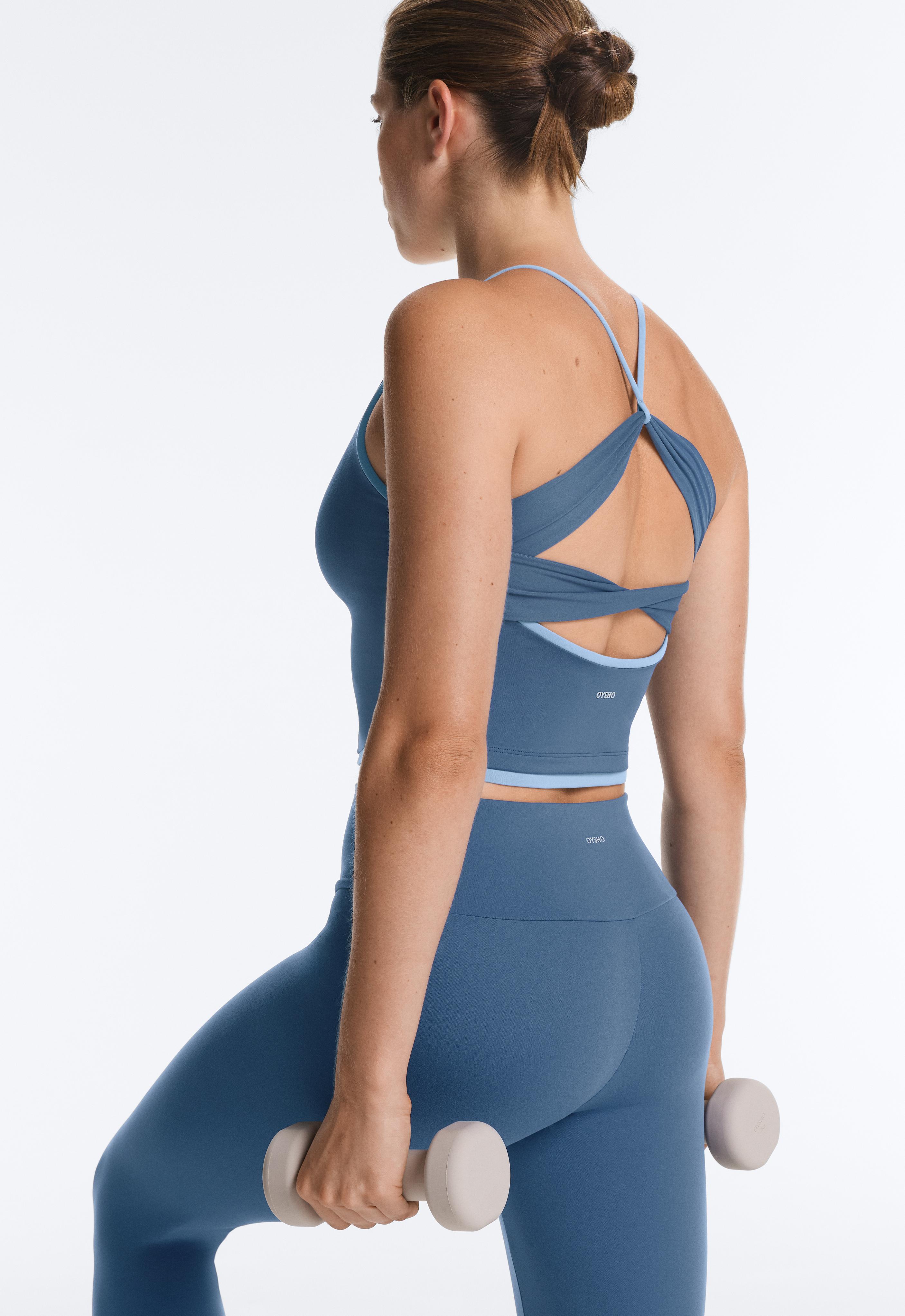 Comfortlux cross-strap tank top — MID GREY-BLUE